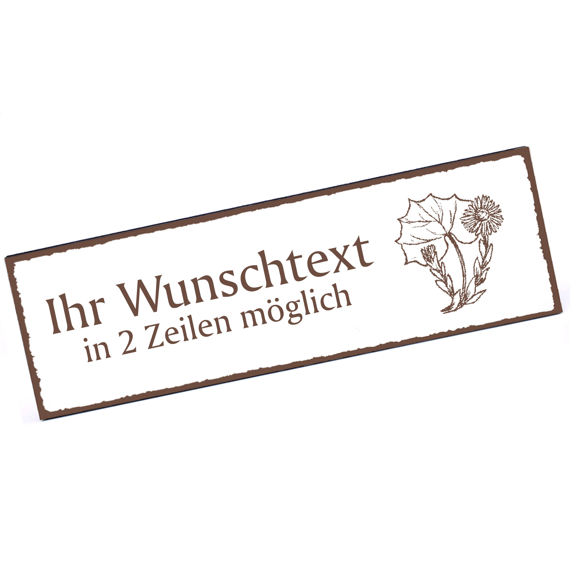 Türschild Huflattich  Namensschild personalisiert mit Gravur - 150mm x 50mm - selbstklebend