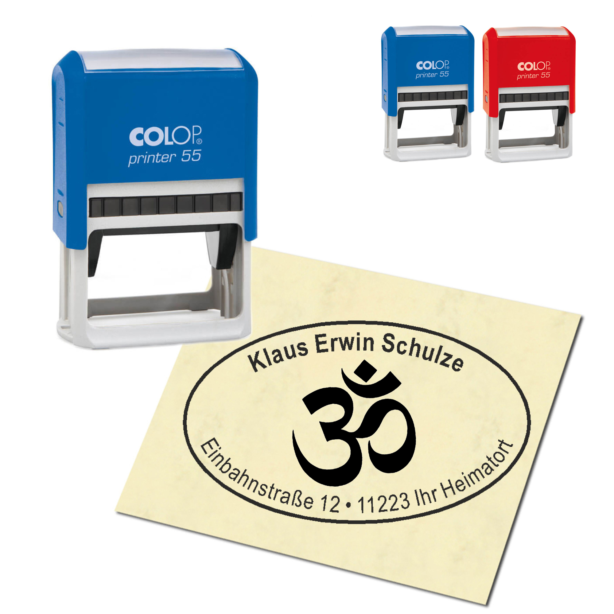 Adressstempel personalisiert Stempel - Hinduismus - oval 59 x 39 mm