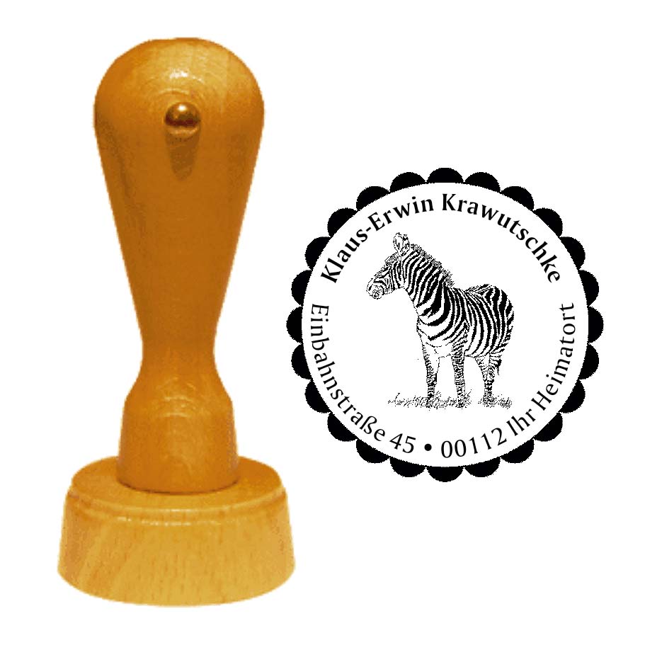 Adressenstempel « ZEBRA 01 » mit persönlichem Wunschtext
