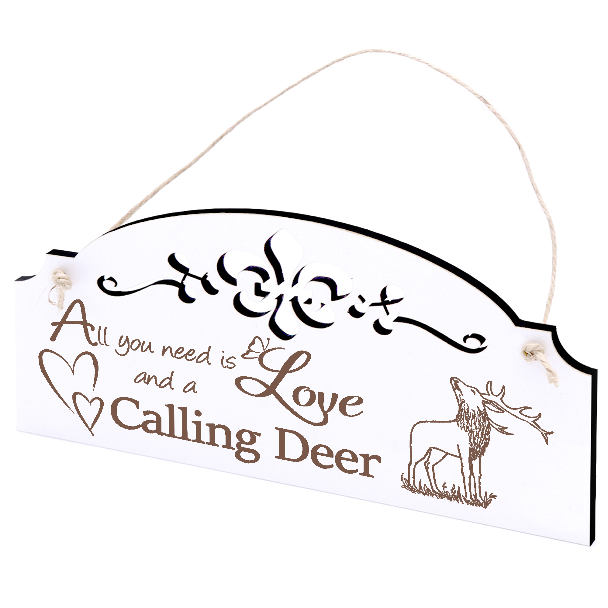 Schild rufender Hirsch Deko 20x10cm - All you need is Love and a Calling Deer - Holz