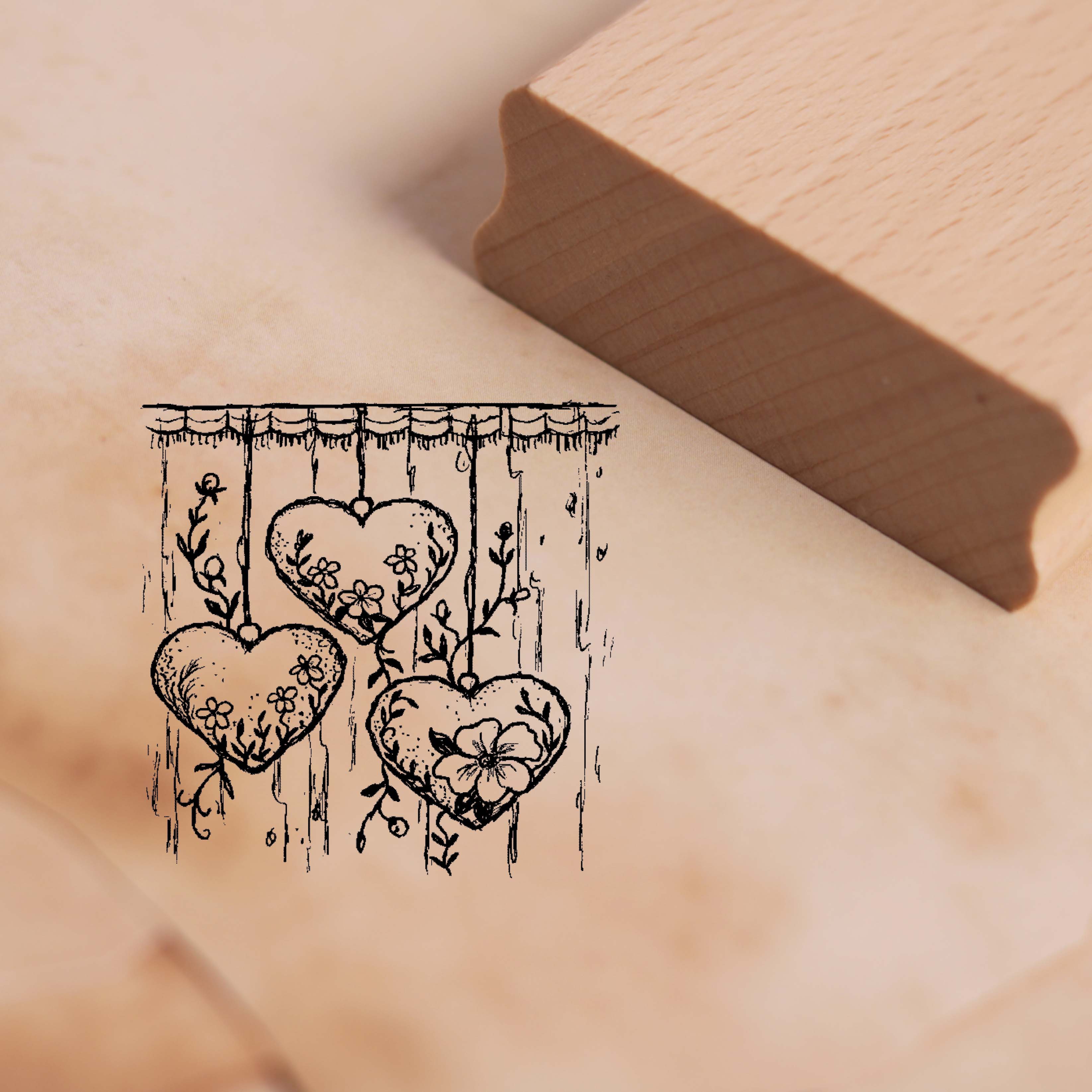 Motivstempel Herzen Dekoration - Stempel Holzstempel 58 x 58 mm 