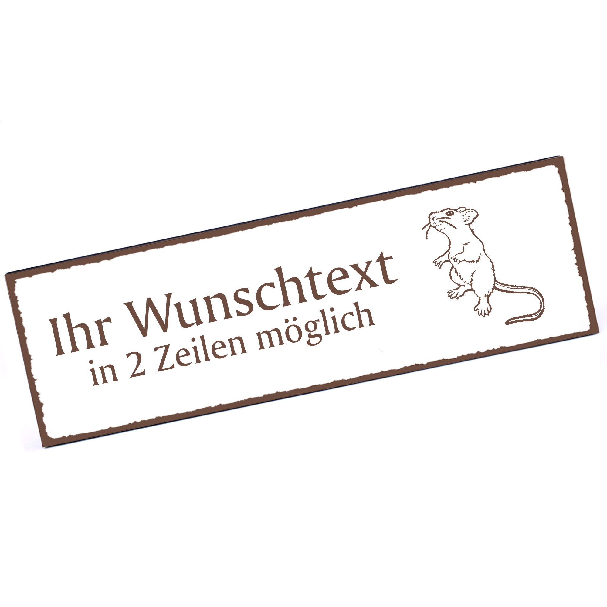 Türschild stehende Ratte  Namensschild personalisiert mit Gravur - 150mm x 50mm - selbstklebend