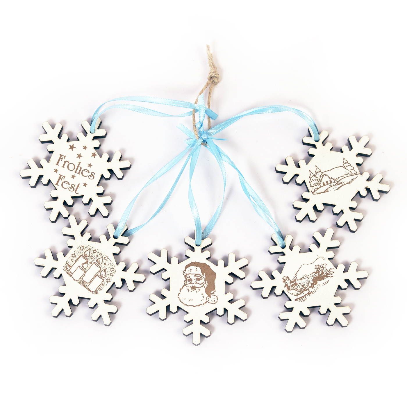 Weihnachtliche Schneeflocken zum Anhängen - 5 Stück - Set 1