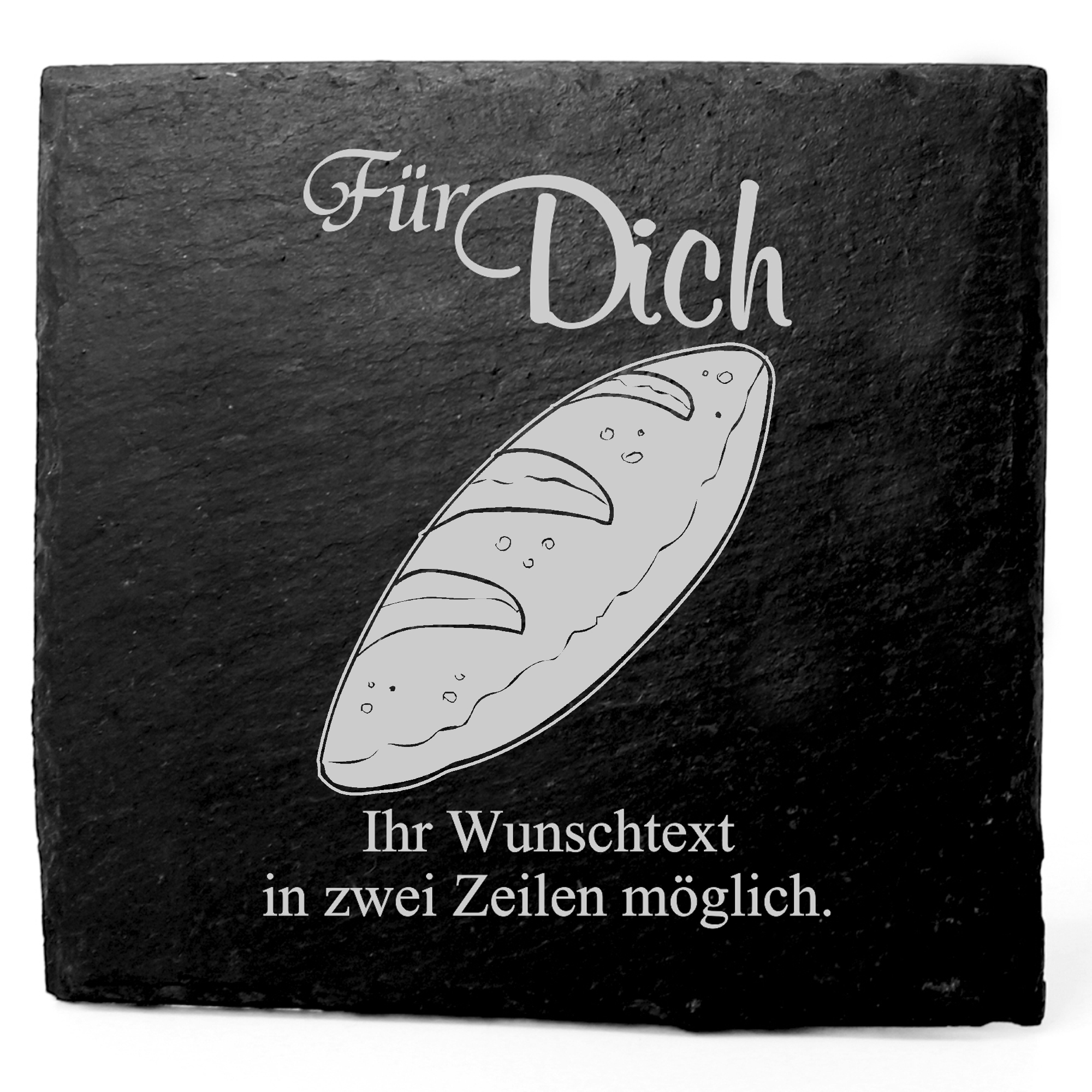 Deko Schiefer Untersetzer personalisiert Brot - Für Dich - 11x11cm