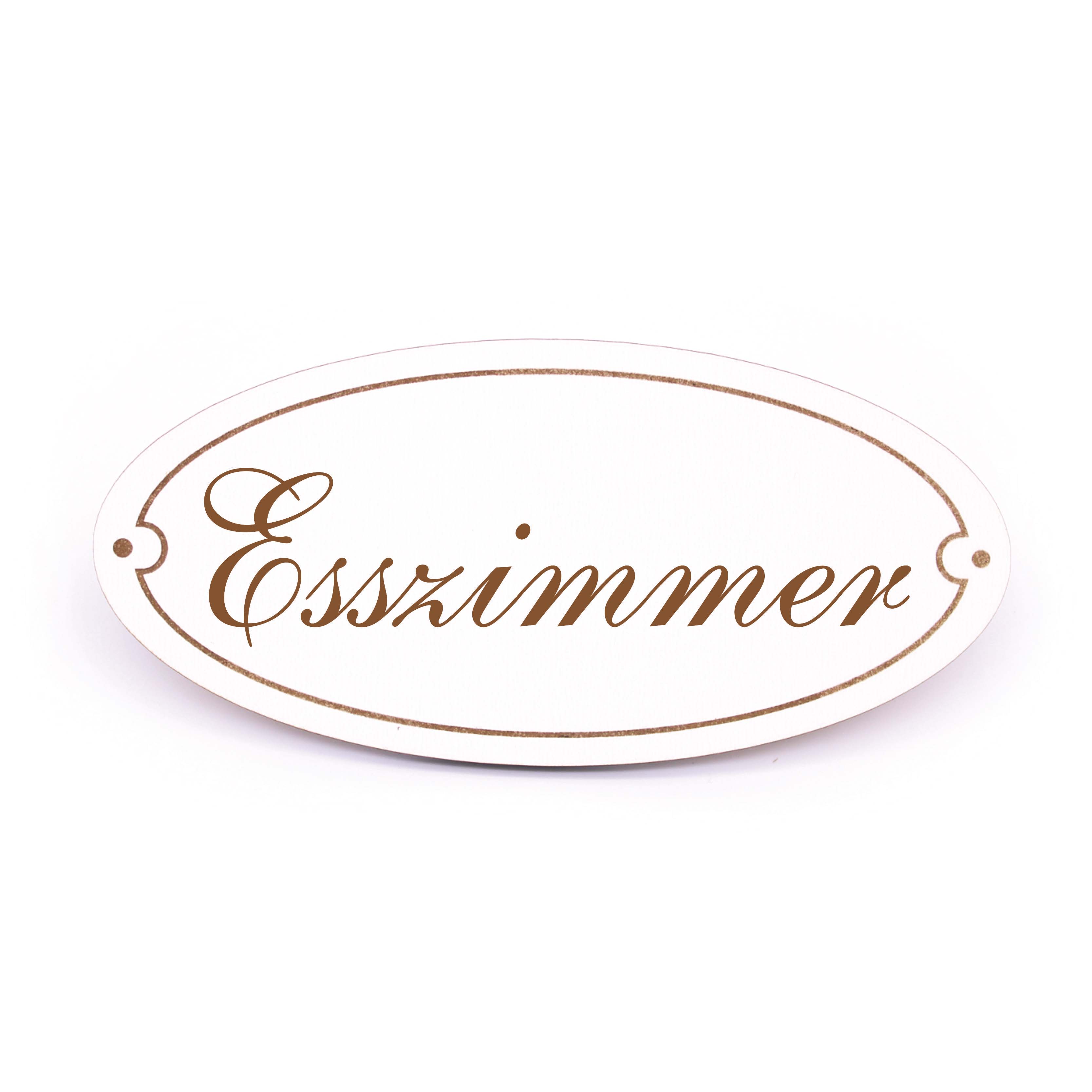 Ovales Türschild Esszimmer - selbstklebend - 15 x 7 cm