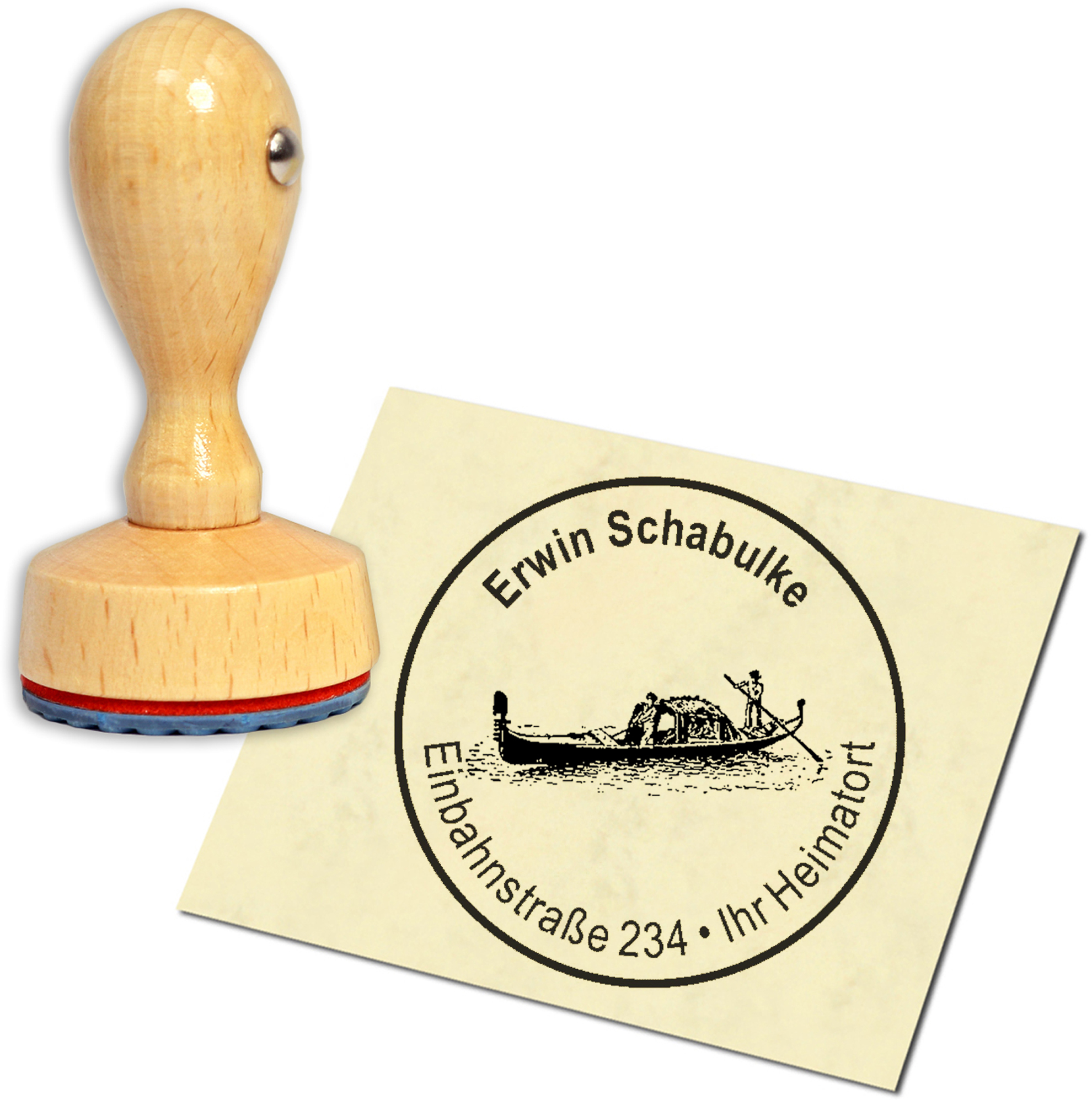 Stempel Adressstempel Holzstempel - Gondel  - rund 40mm