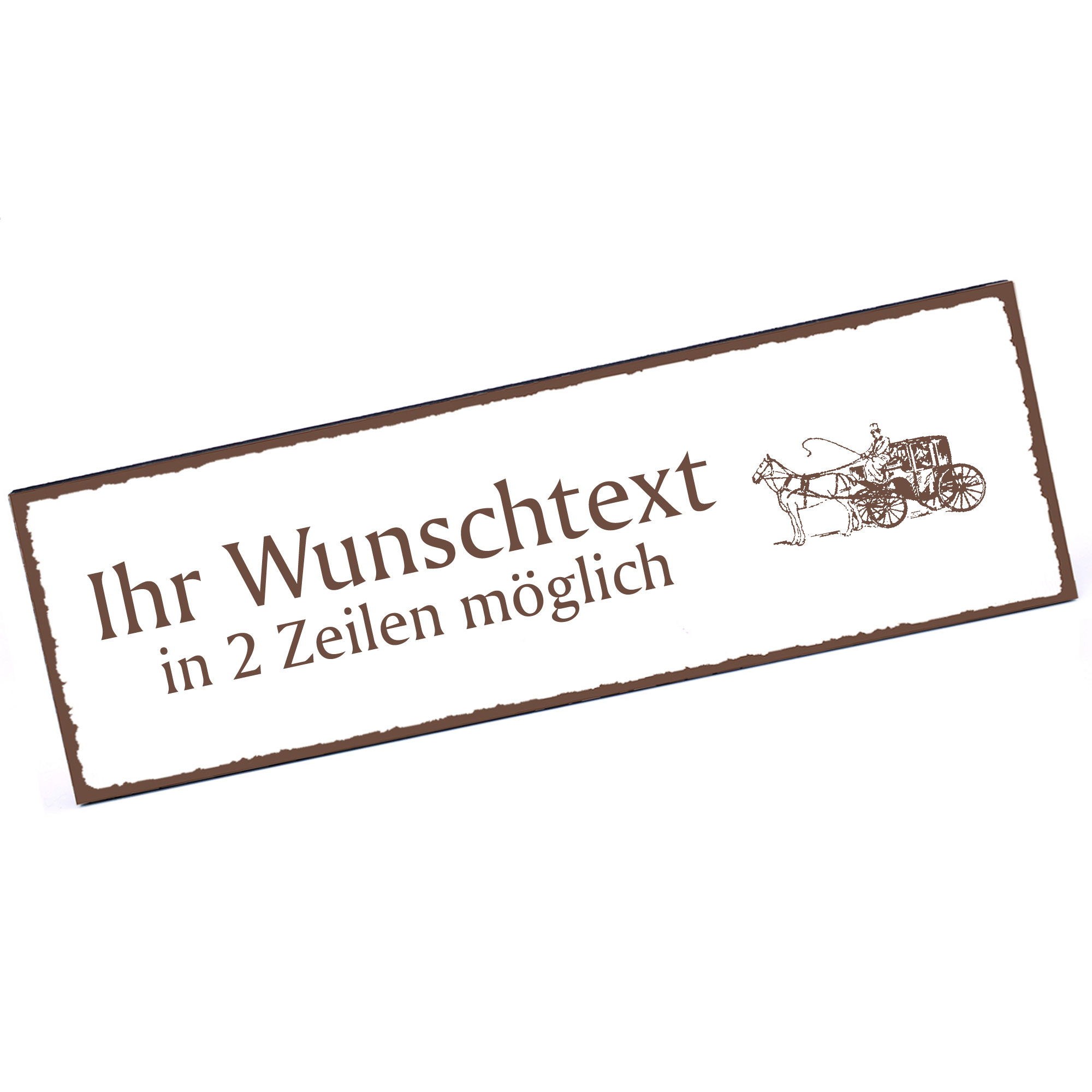 Türschild Kutsche  Namensschild personalisiert mit Gravur - 150mm x 50mm - selbstklebend