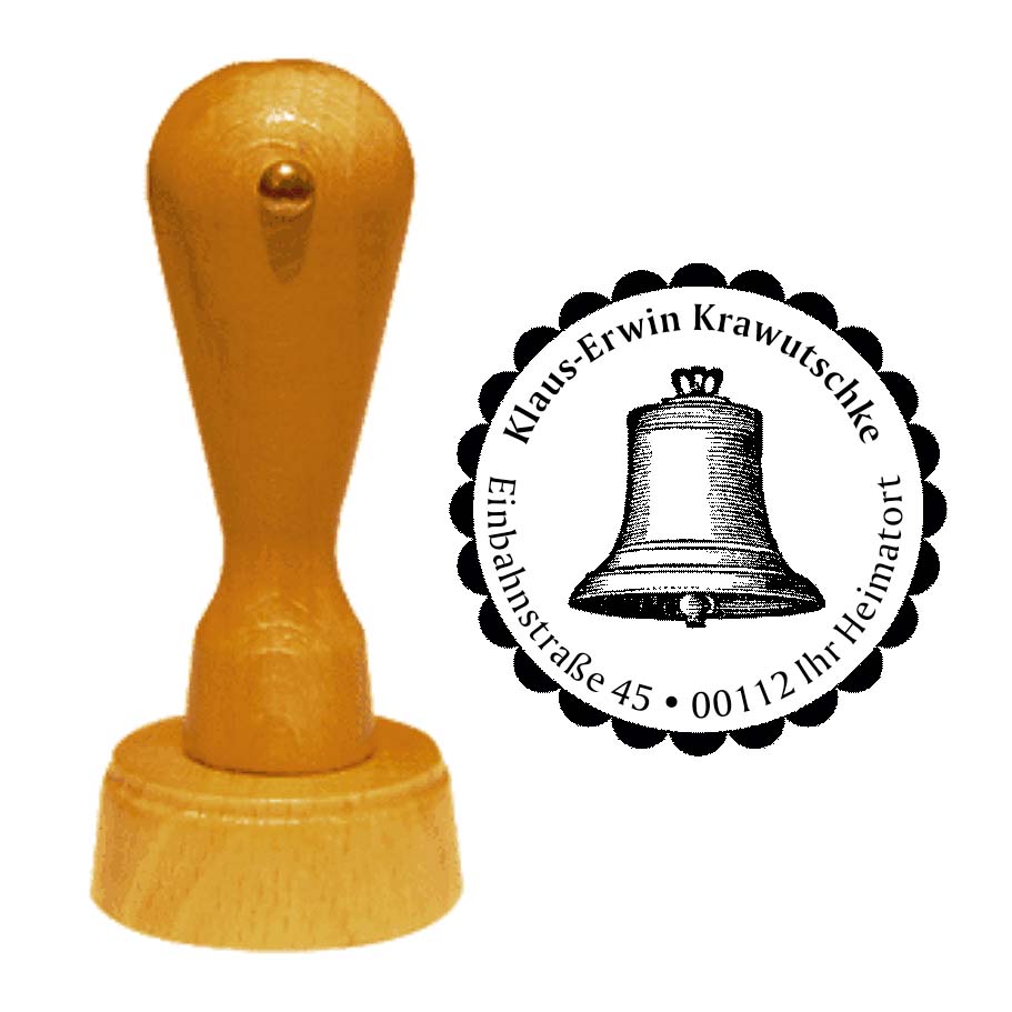 Adressenstempel « GLOCKE » mit persönlichem Wunschtext