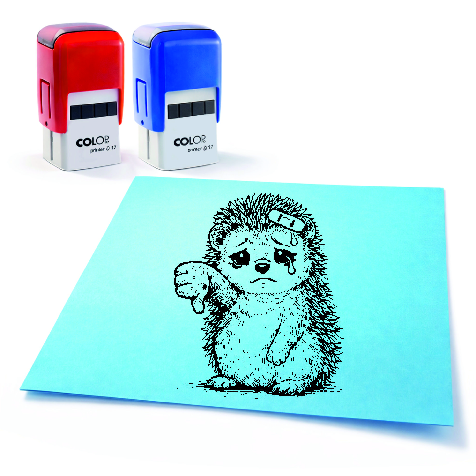  Lehrer Automatikstempel Igel Motivationsstempel Schüler – Tiermotive Daumen runter – Abdruck 16 x 16 mm