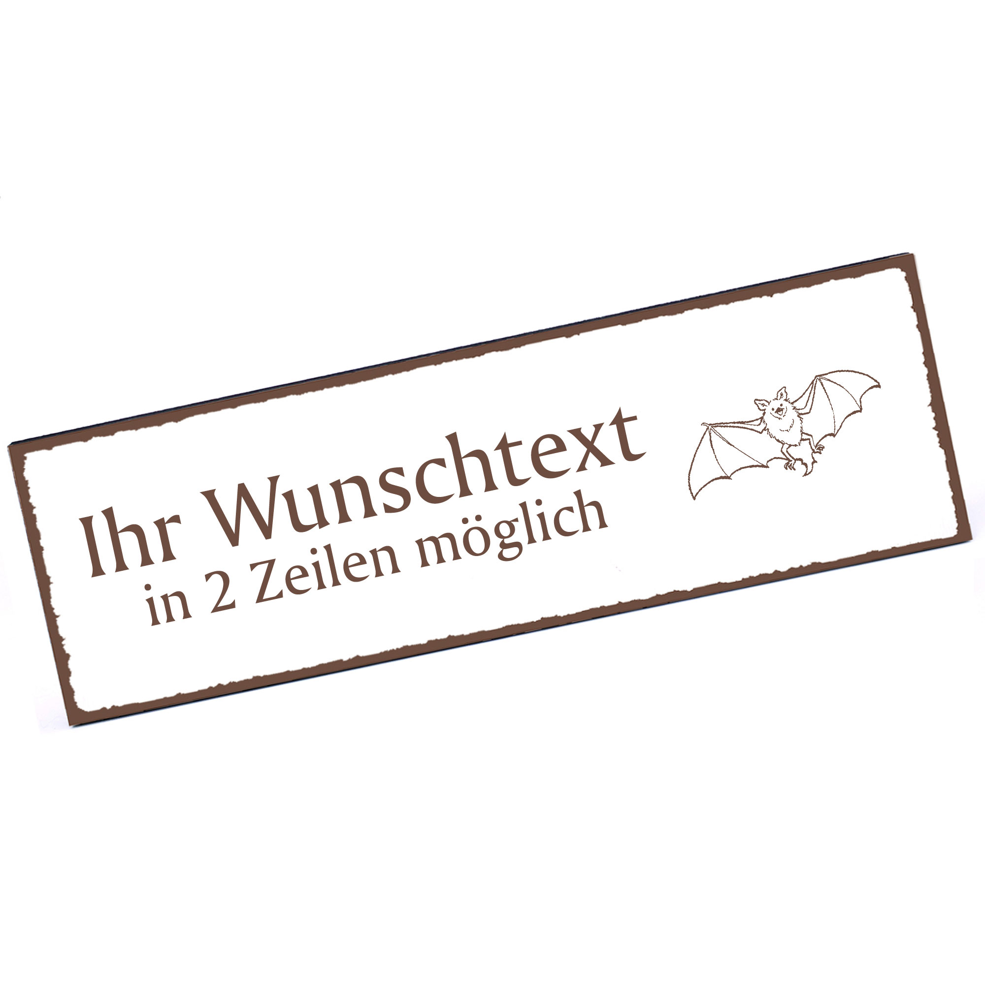 Türschild niedliche Fledermaus  Namensschild personalisiert mit Gravur - 150mm x 50mm - selbstkleben