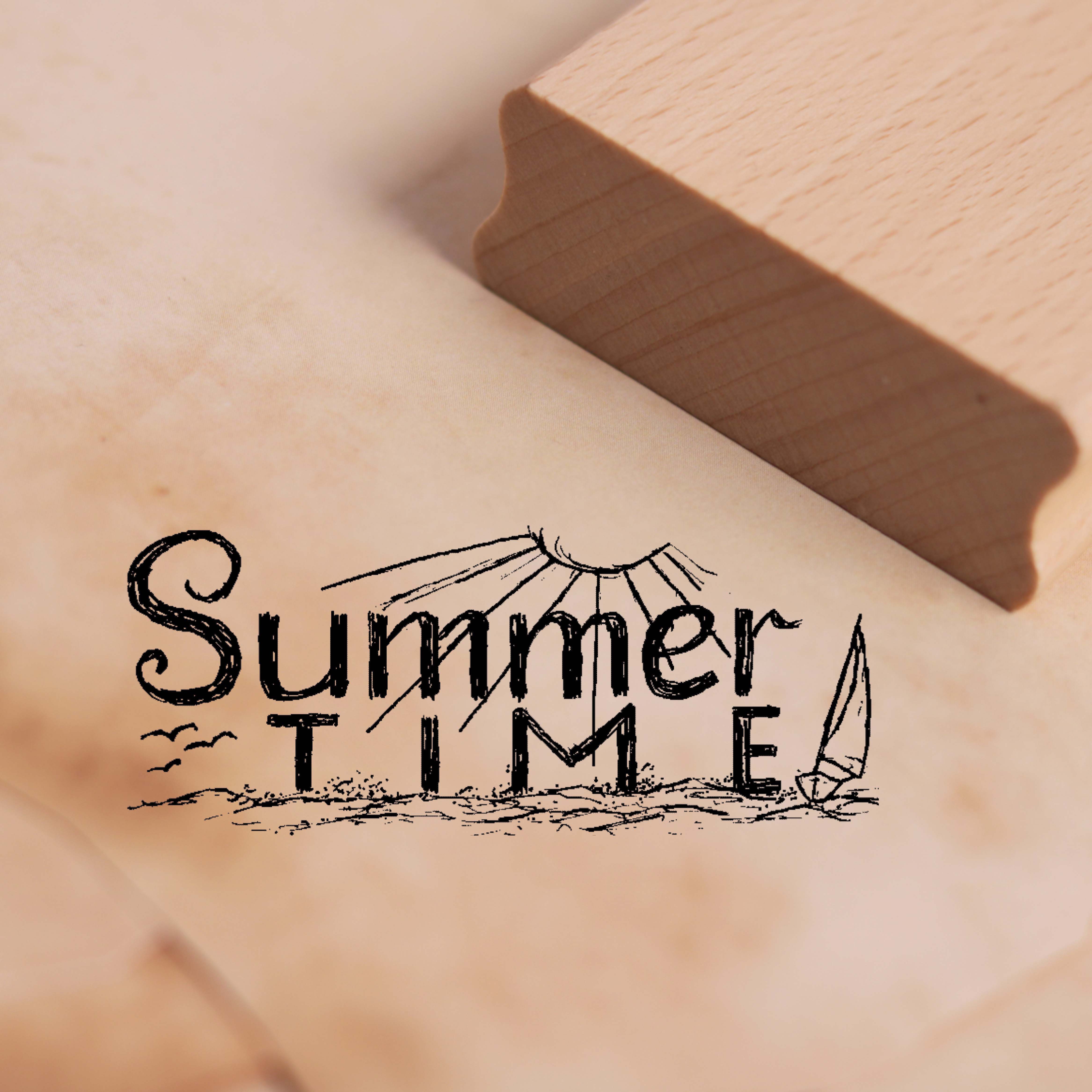 Motivstempel Summertime Stempel Strand Meer Sonne 68 x 28 mm