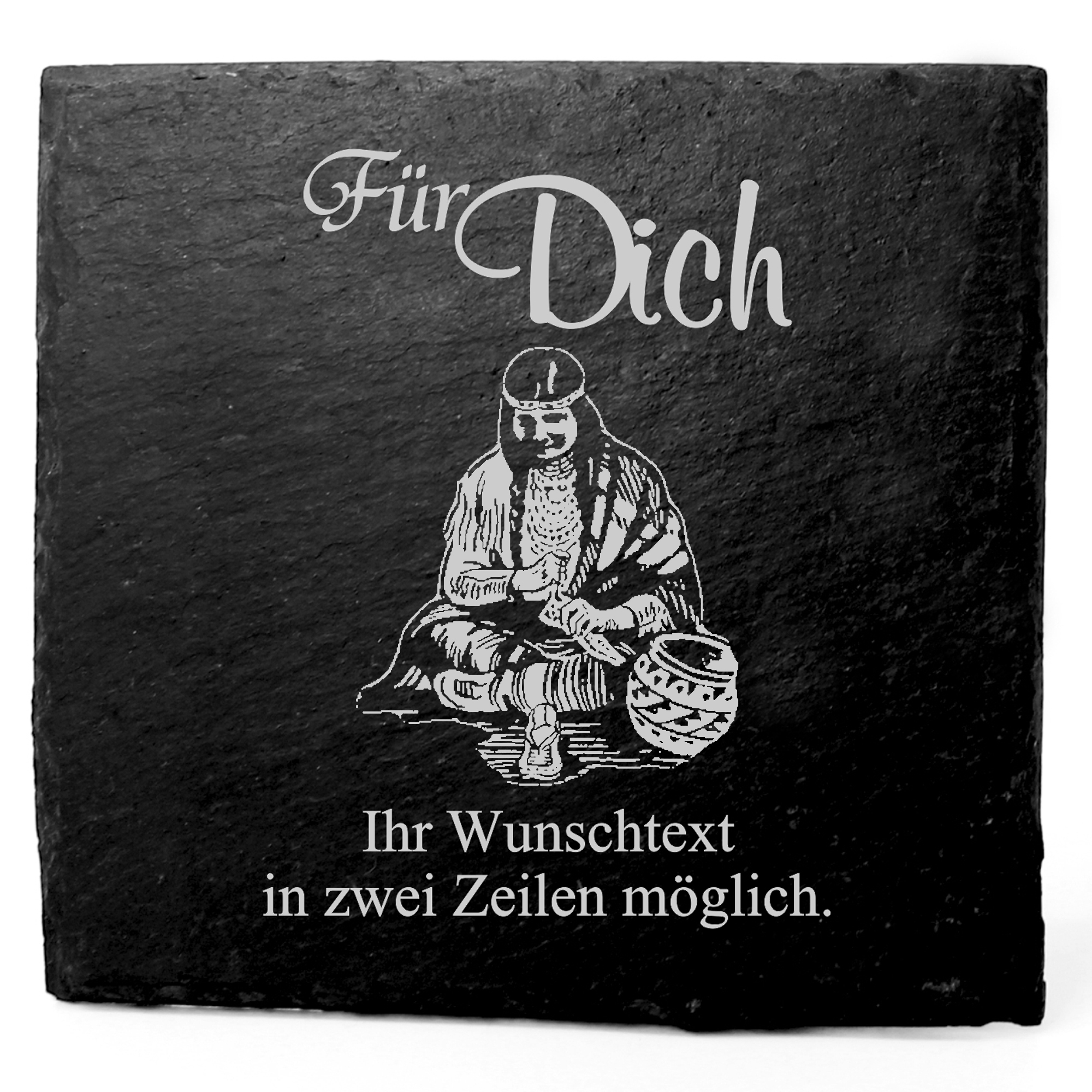 Deko Schiefer Untersetzer personalisiert Schamane - Für Dich - 11x11cm