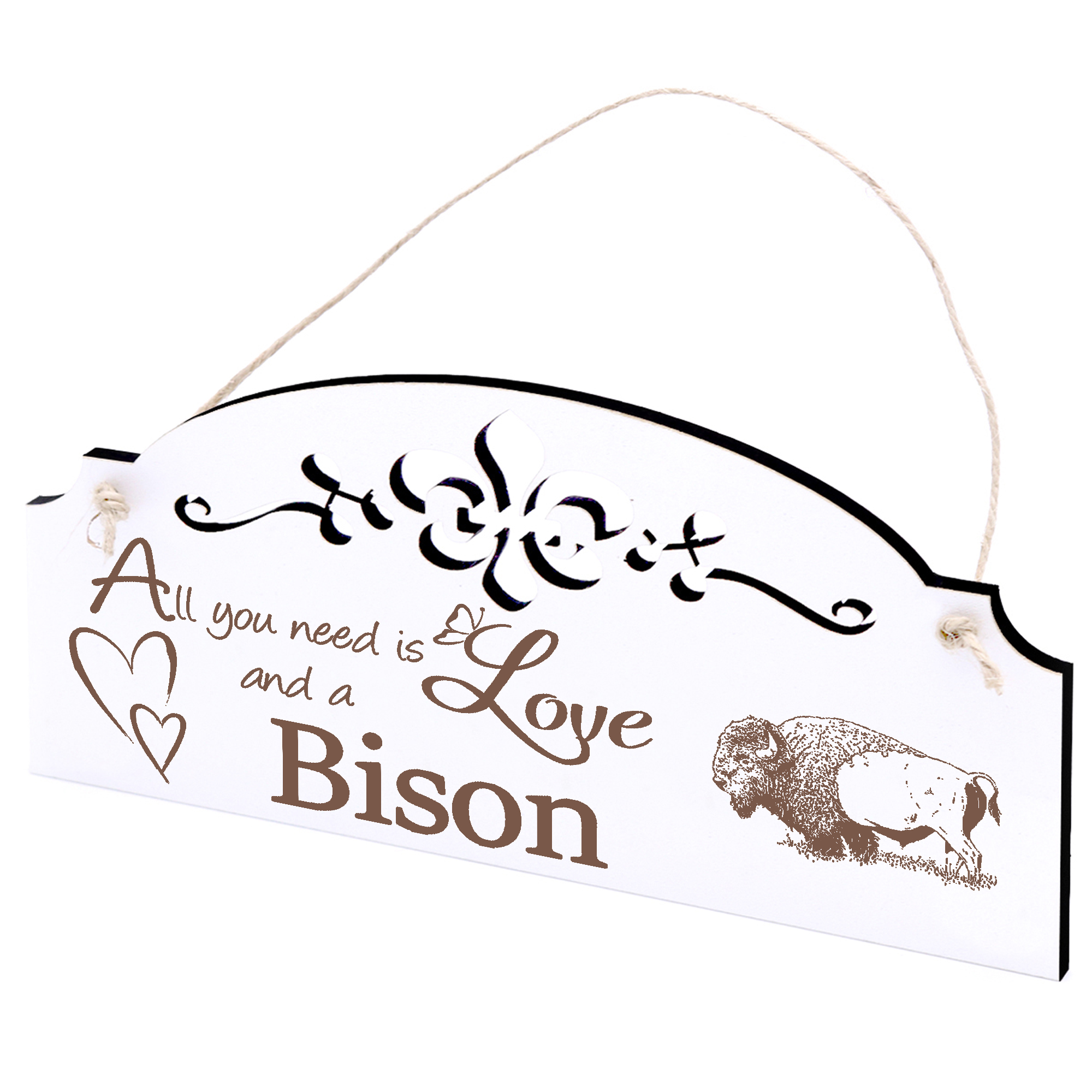 Schild Bison Deko 20x10cm - All you need is Love and a Bison - Holz