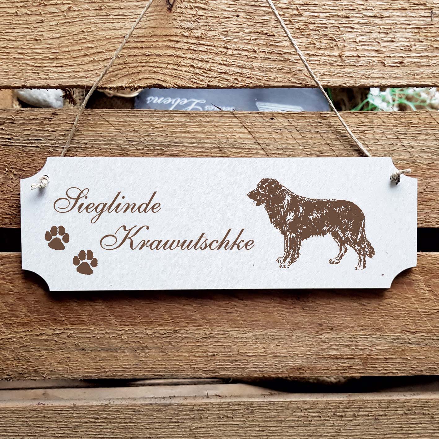 Schild « Hovawart » Namensschild Türschild zum Anhängen - 20 x 6,7 cm