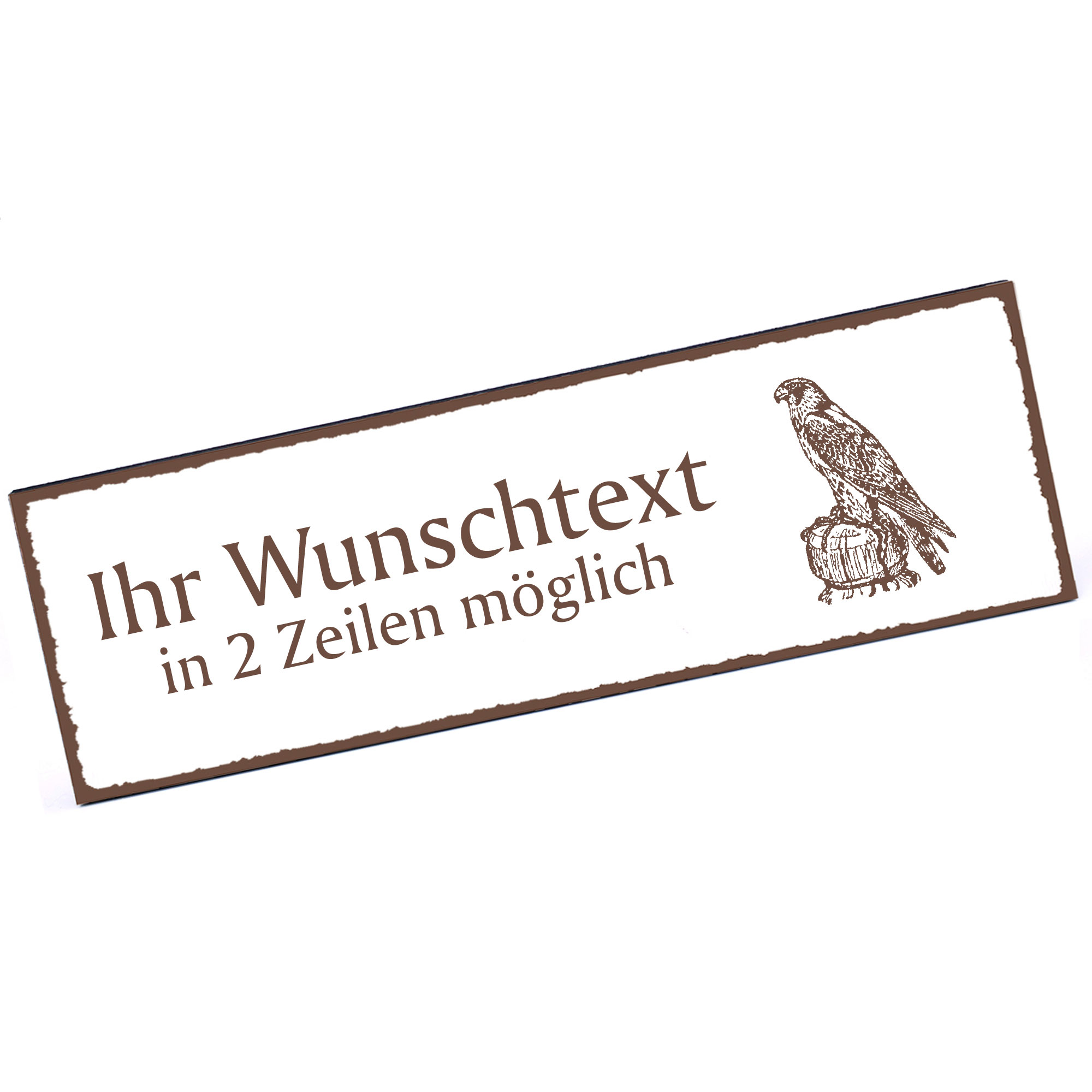 Türschild Falke  Namensschild personalisiert mit Gravur - 150mm x 50mm - selbstklebend
