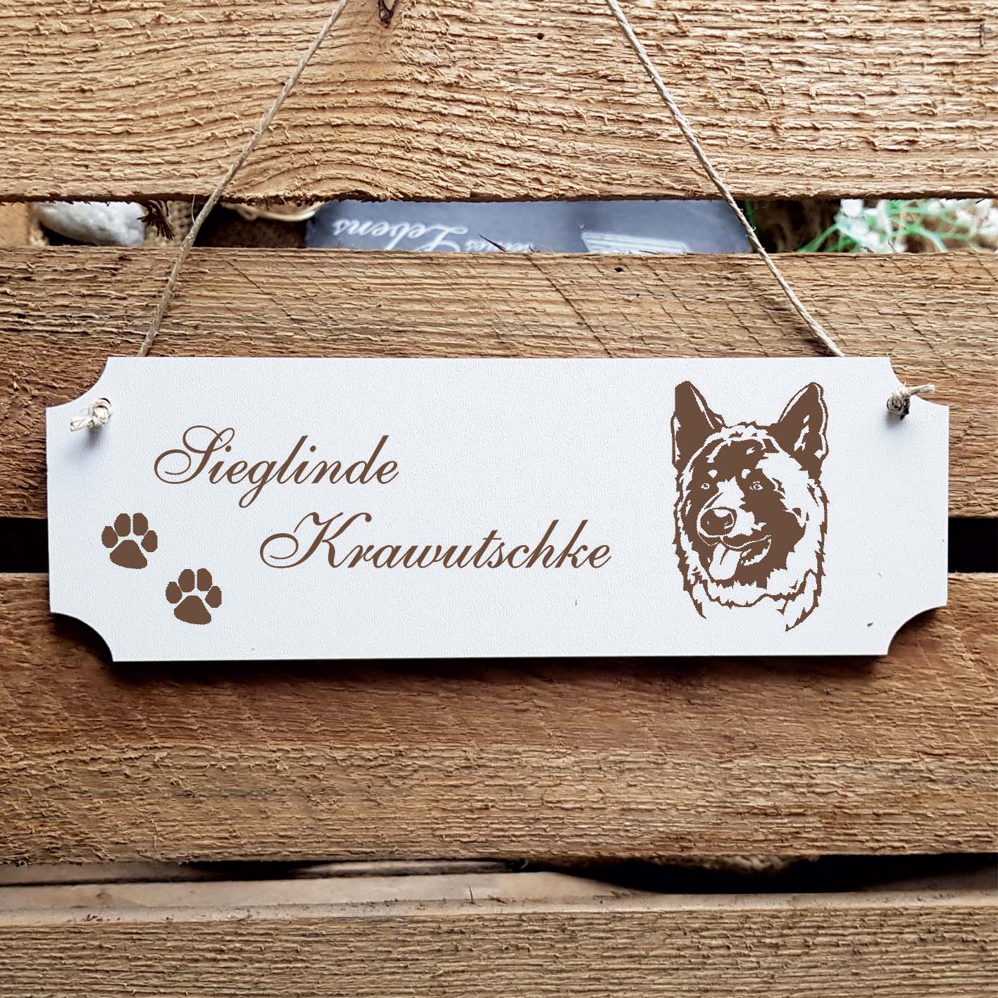 Schild « Akita » Namensschild Türschild zum Anhängen - 20 x 6,7 cm