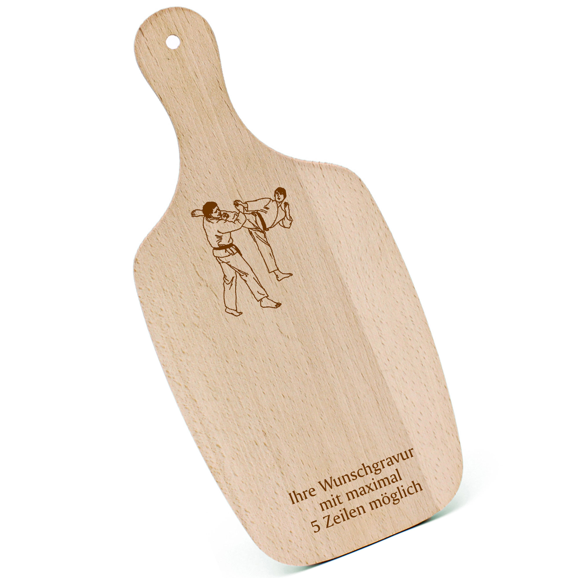 Schneidebrett Frühstücksbrettchen - Karate - mit Griff 330x150mm