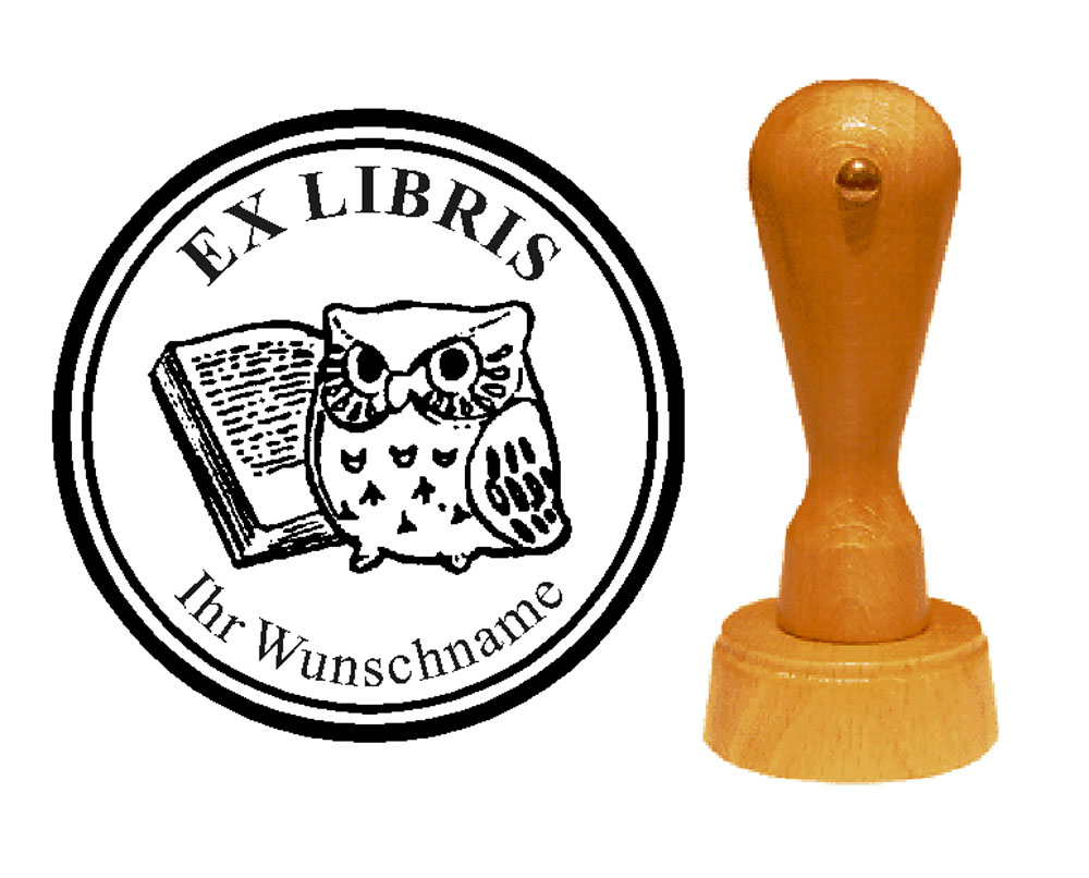 Ex Libris « Weise Lese-Eule » mit persönlichem Namen