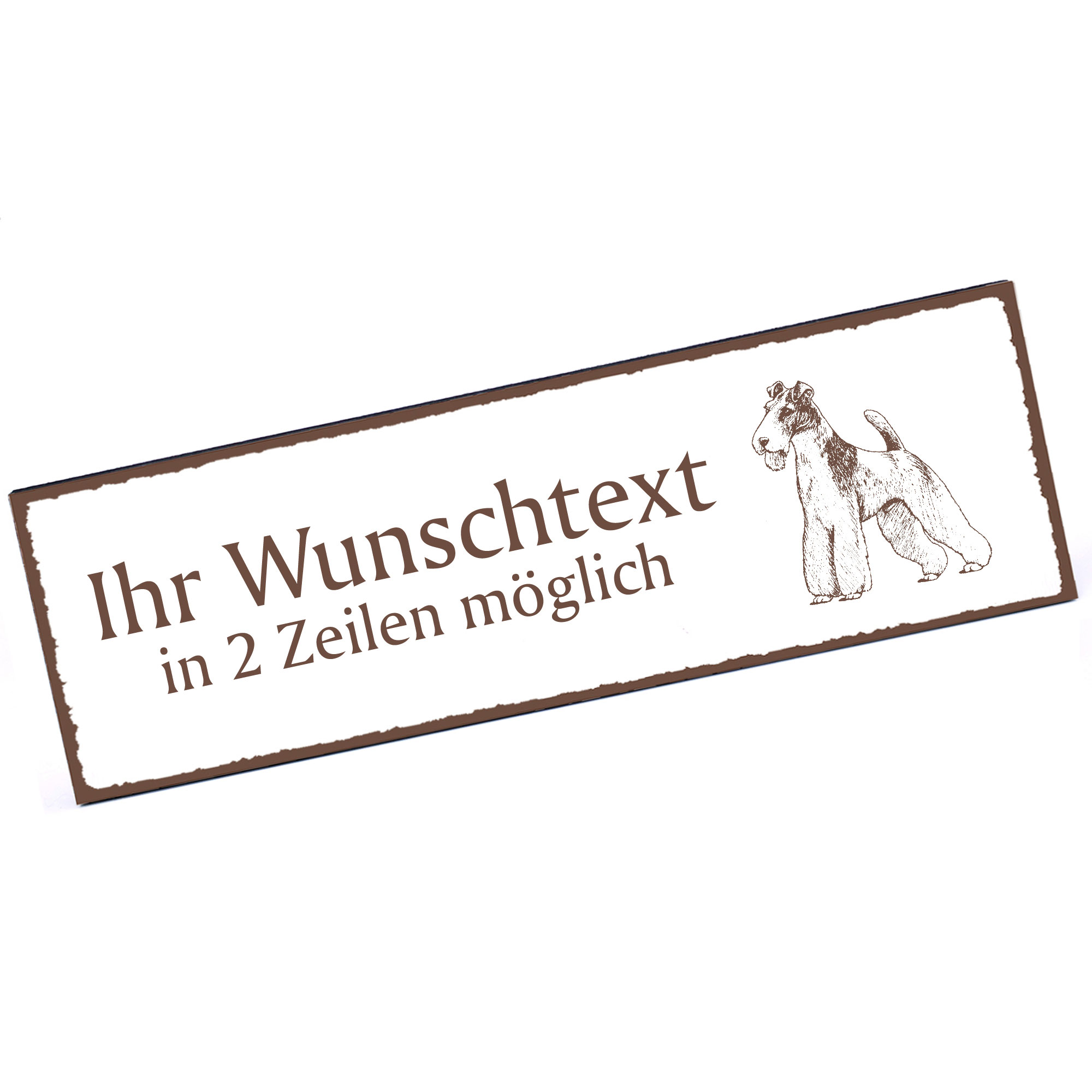 Türschild Foxterrier  Namensschild personalisiert mit Gravur - 150mm x 50mm - selbstklebend