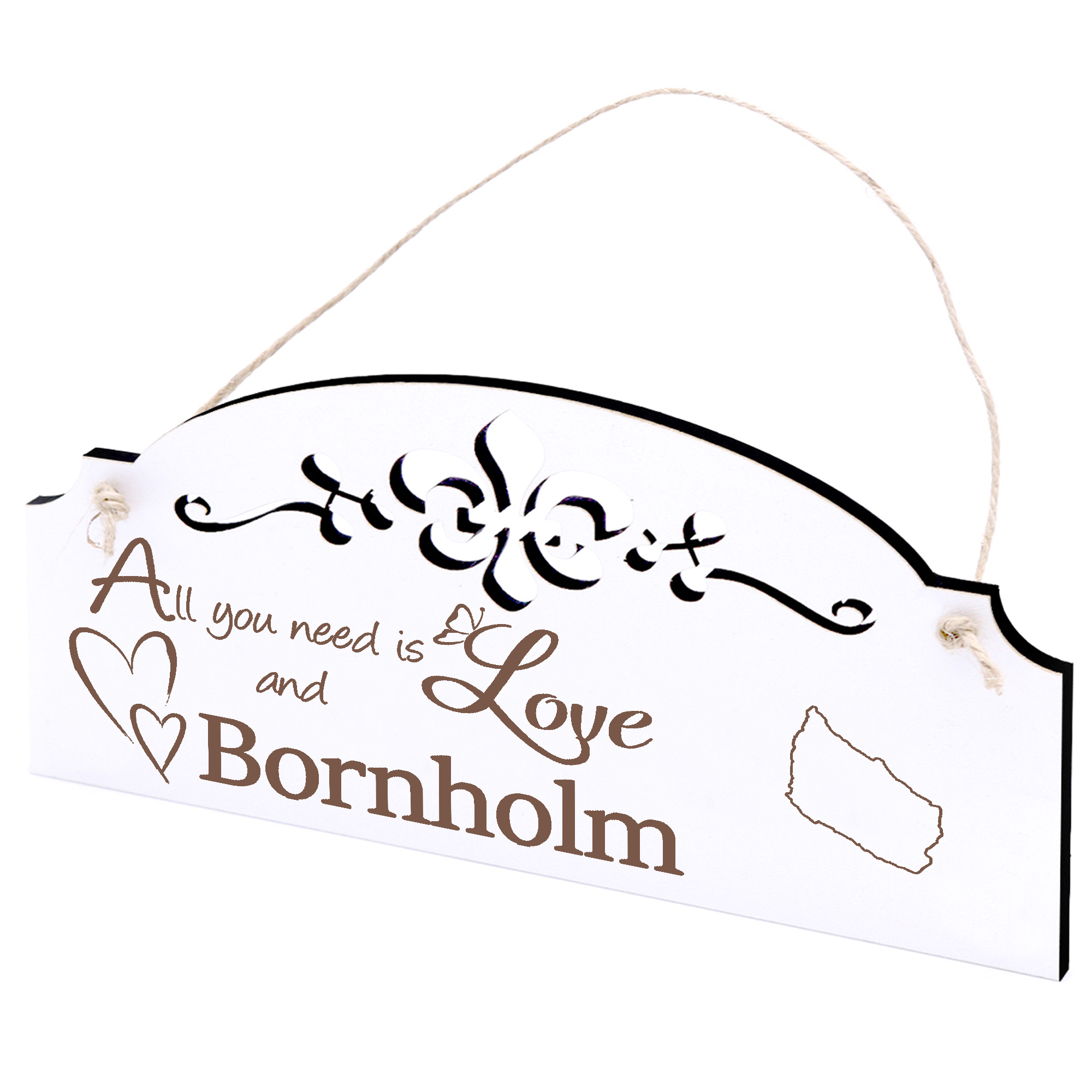 Schild Insel Bornholm Deko 20x10cm - All you need is Love and Bornholm - Holz