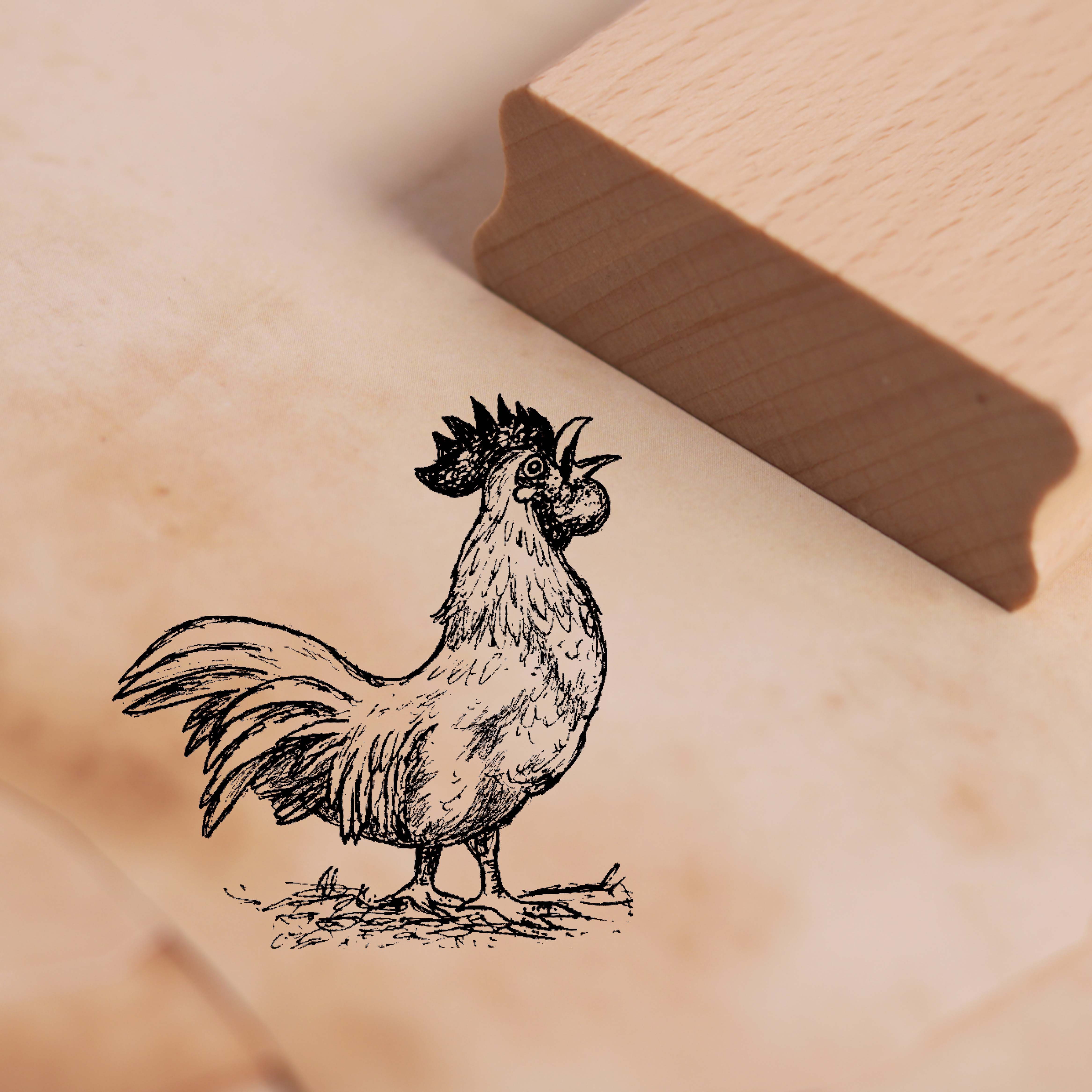 Motivstempel Hahn kräht Stempel 45 x 48 mm