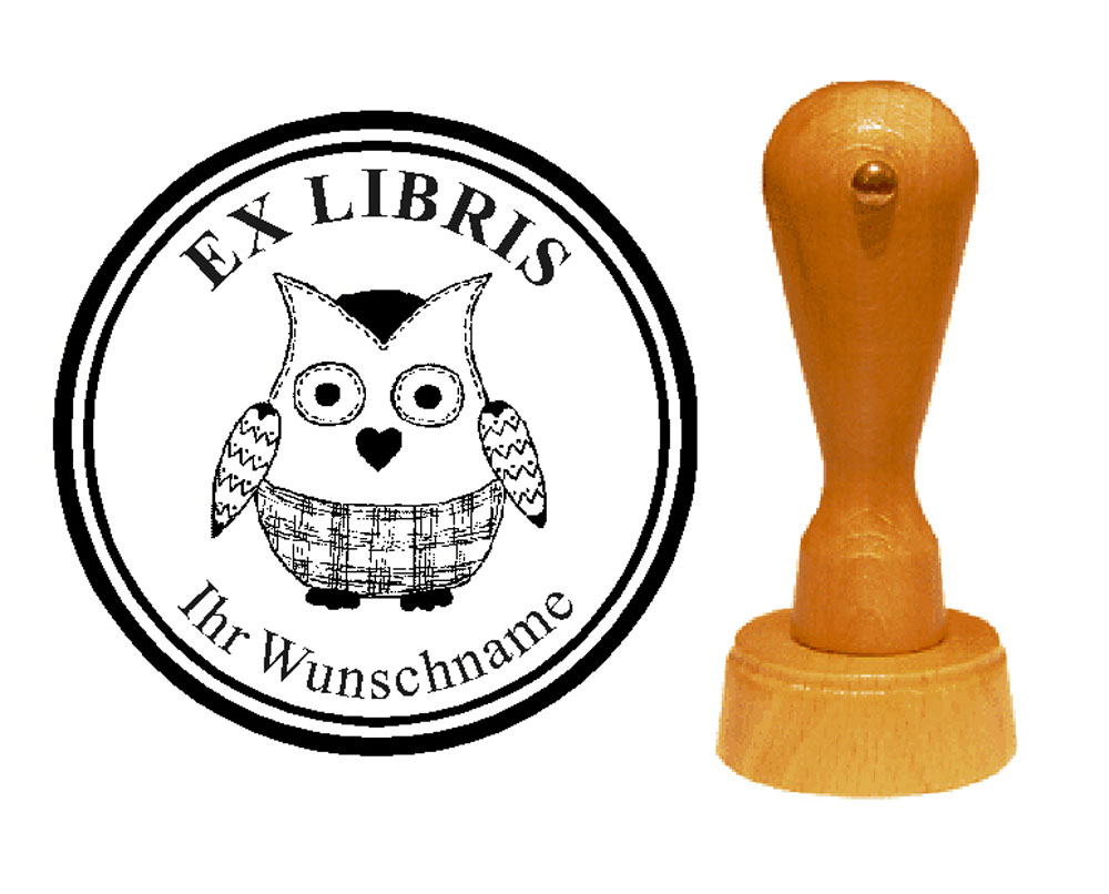Ex Libris « Vintage-Eule 2 » mit persönlichem Namen