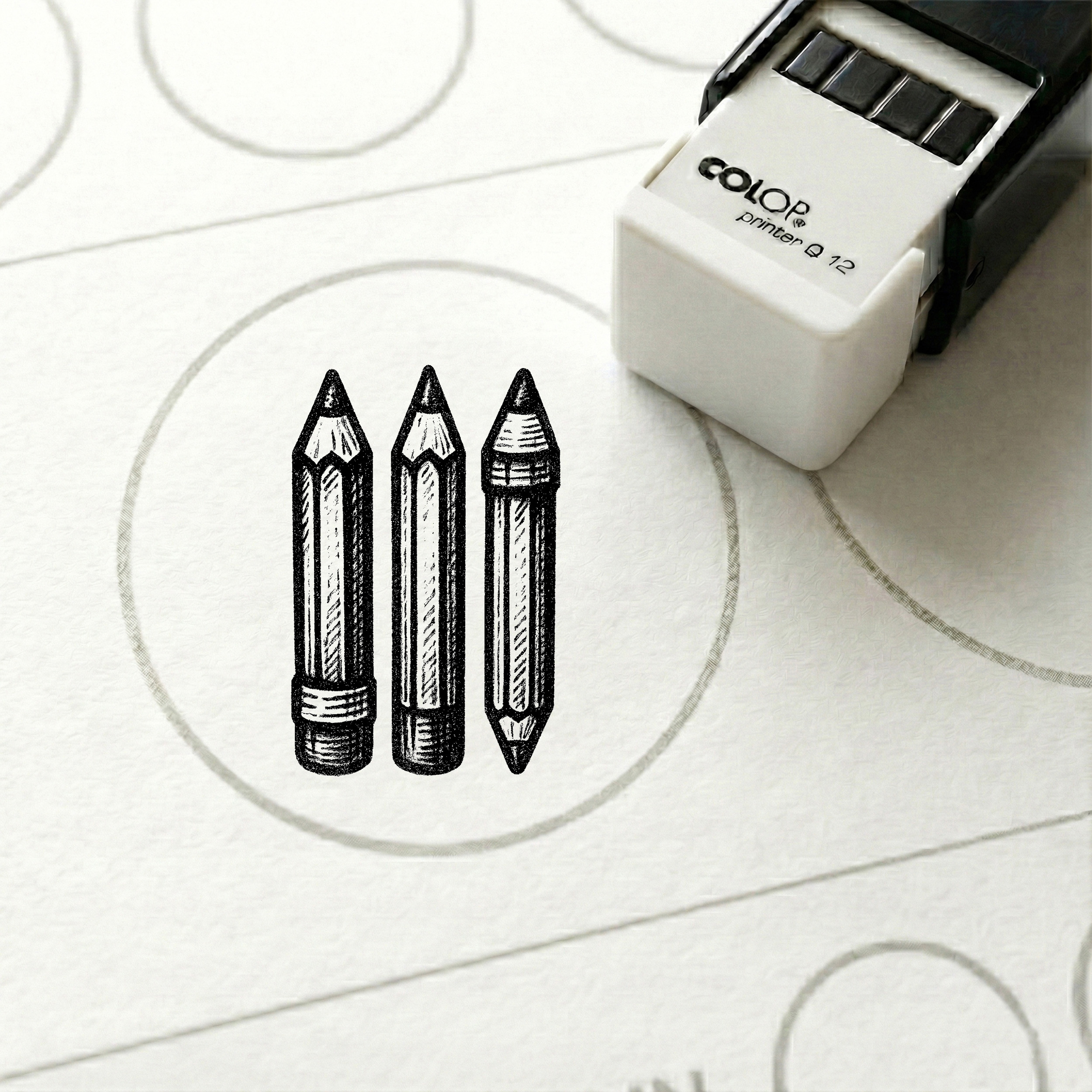 Bonusstempel Stifte 10x10 mm – Bonuskartenstempel für Schreibwarenladen Bürobedarf Schulbedarf Papierwaren