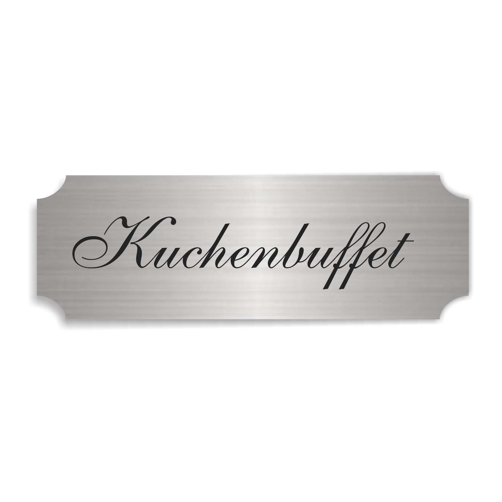 Schild « KUCHENBUFFET » selbstklebend - Aluminium Look - silber