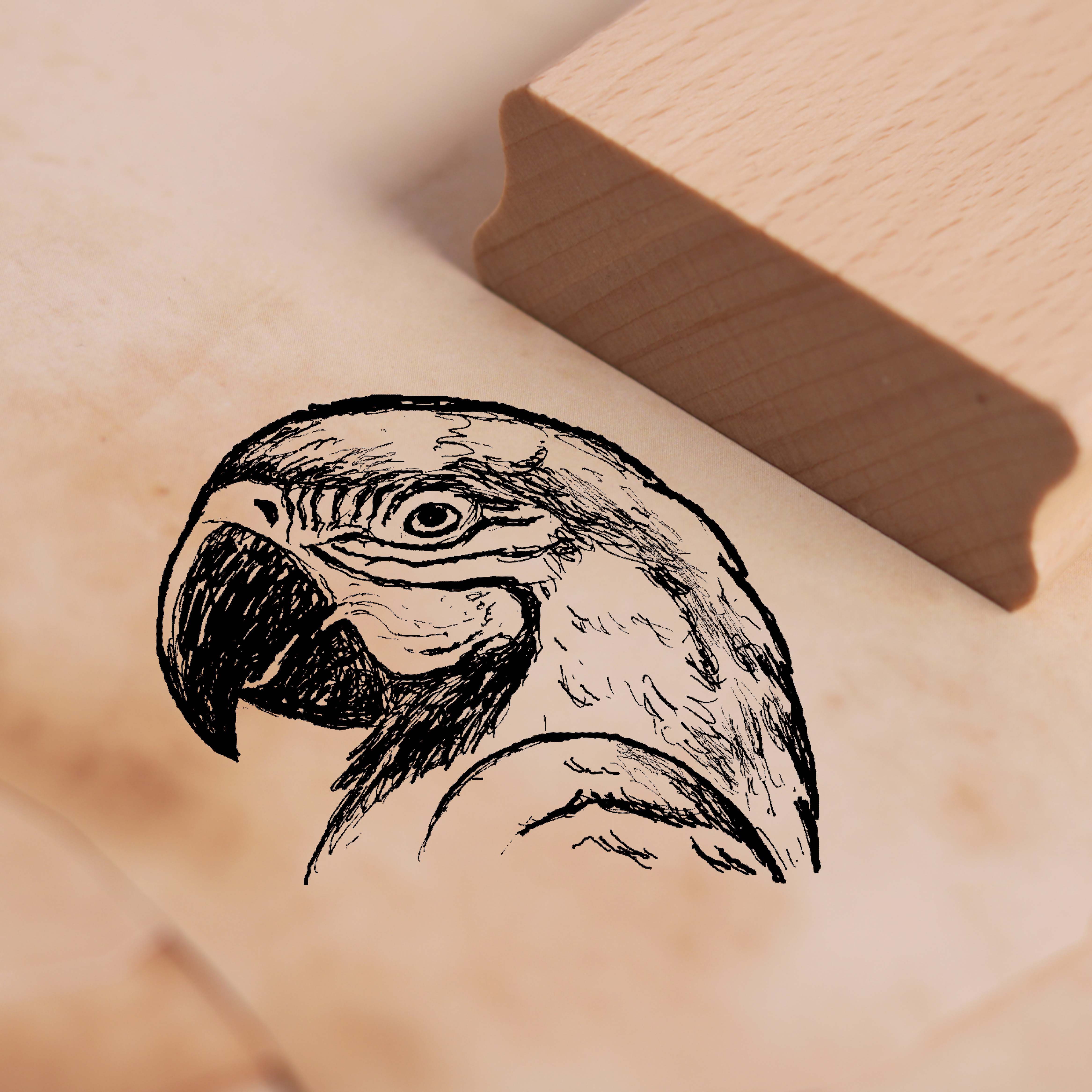Motivstempel Papagei Ara Kopf Stempel 38 x 28 mm