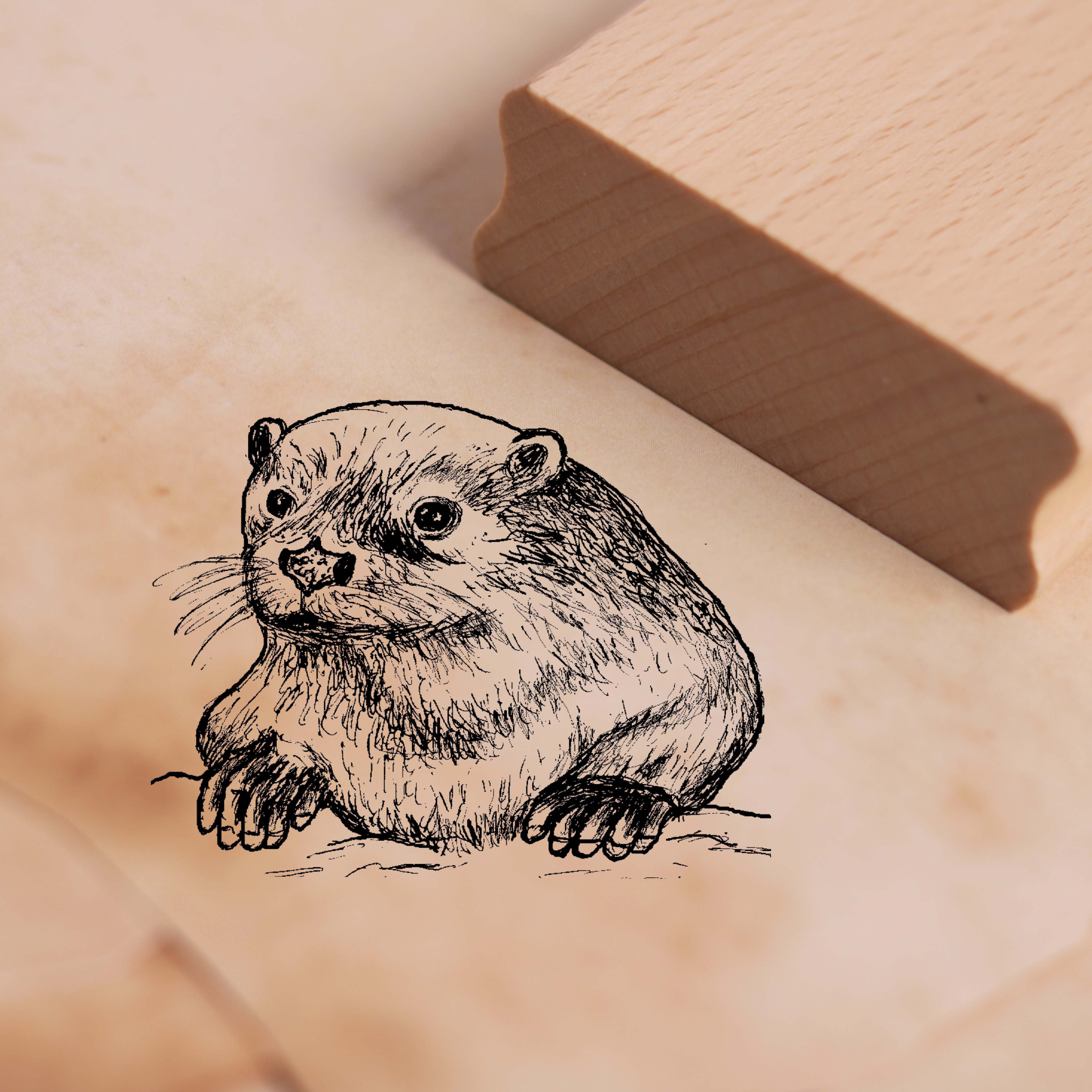 Motivstempel Kleiner Fischotter - Stempel Otter 36 x 28 mm