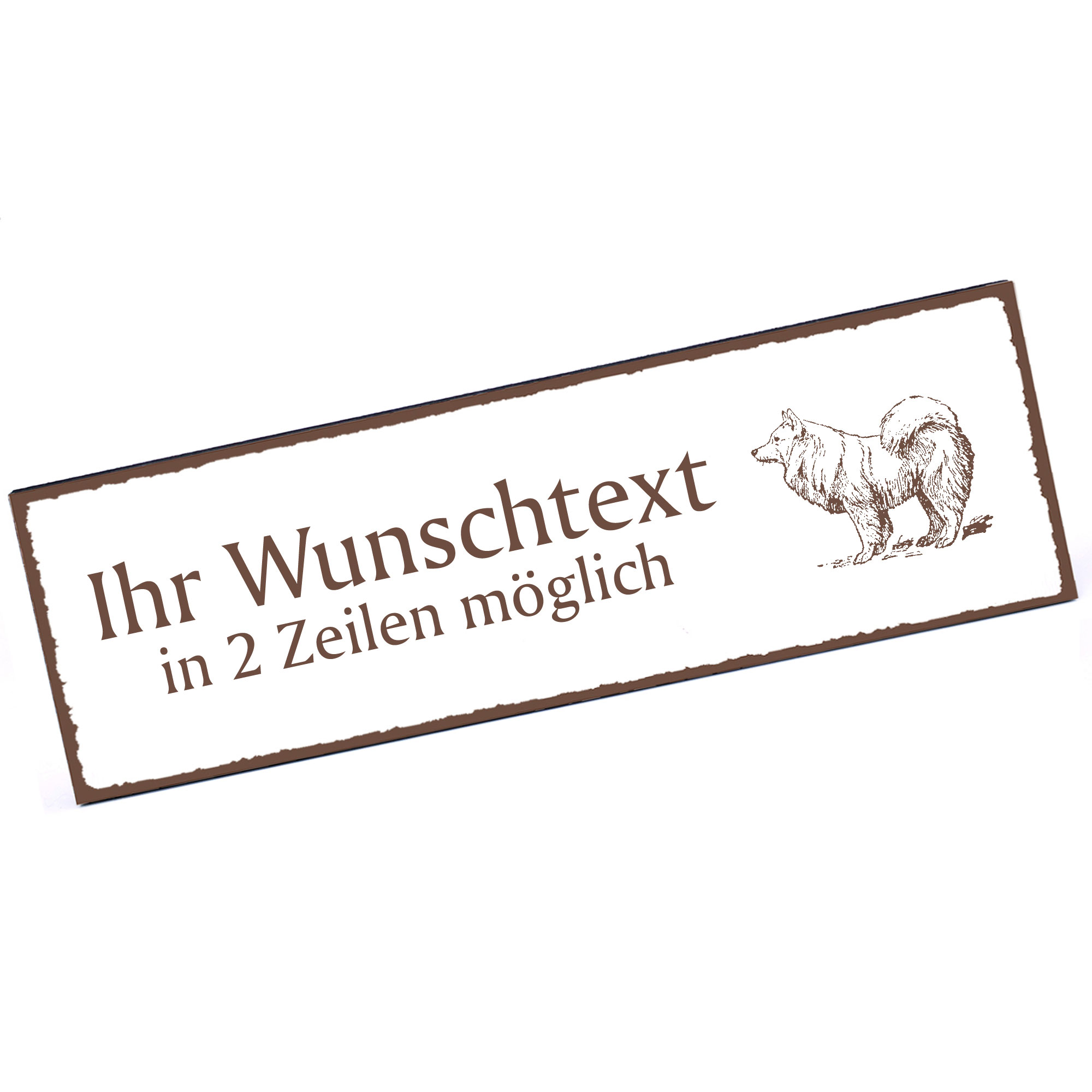 Türschild deutscher Spitz  Namensschild personalisiert mit Gravur - 150mm x 50mm - selbstklebend