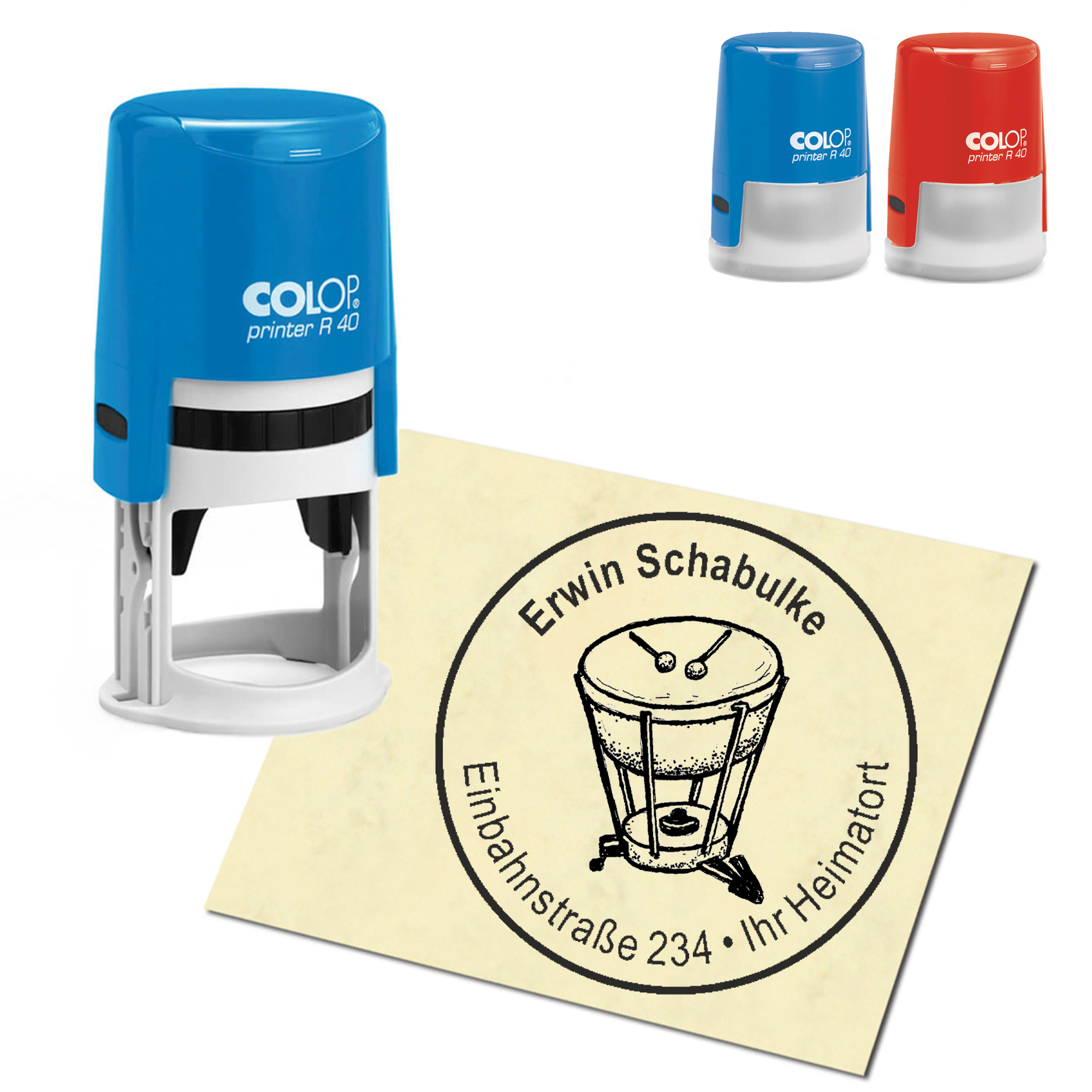 Stempel Adressstempel personalisiert - Pauke - rund &empty; 40mm