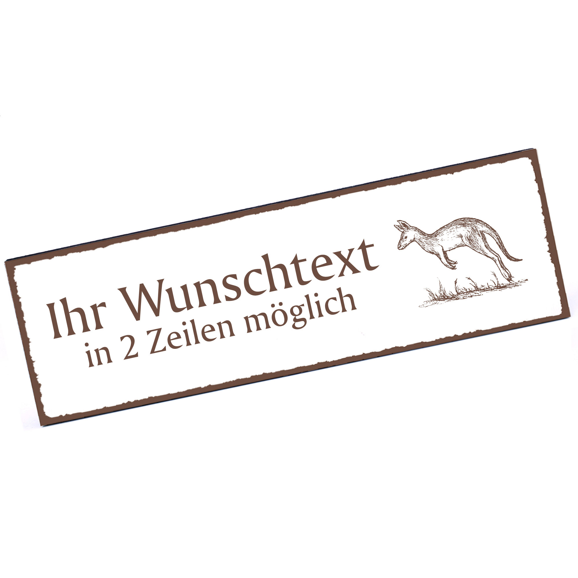 Türschild Känguru hüpfend  Namensschild personalisiert mit Gravur - 150mm x 50mm - selbstklebend
