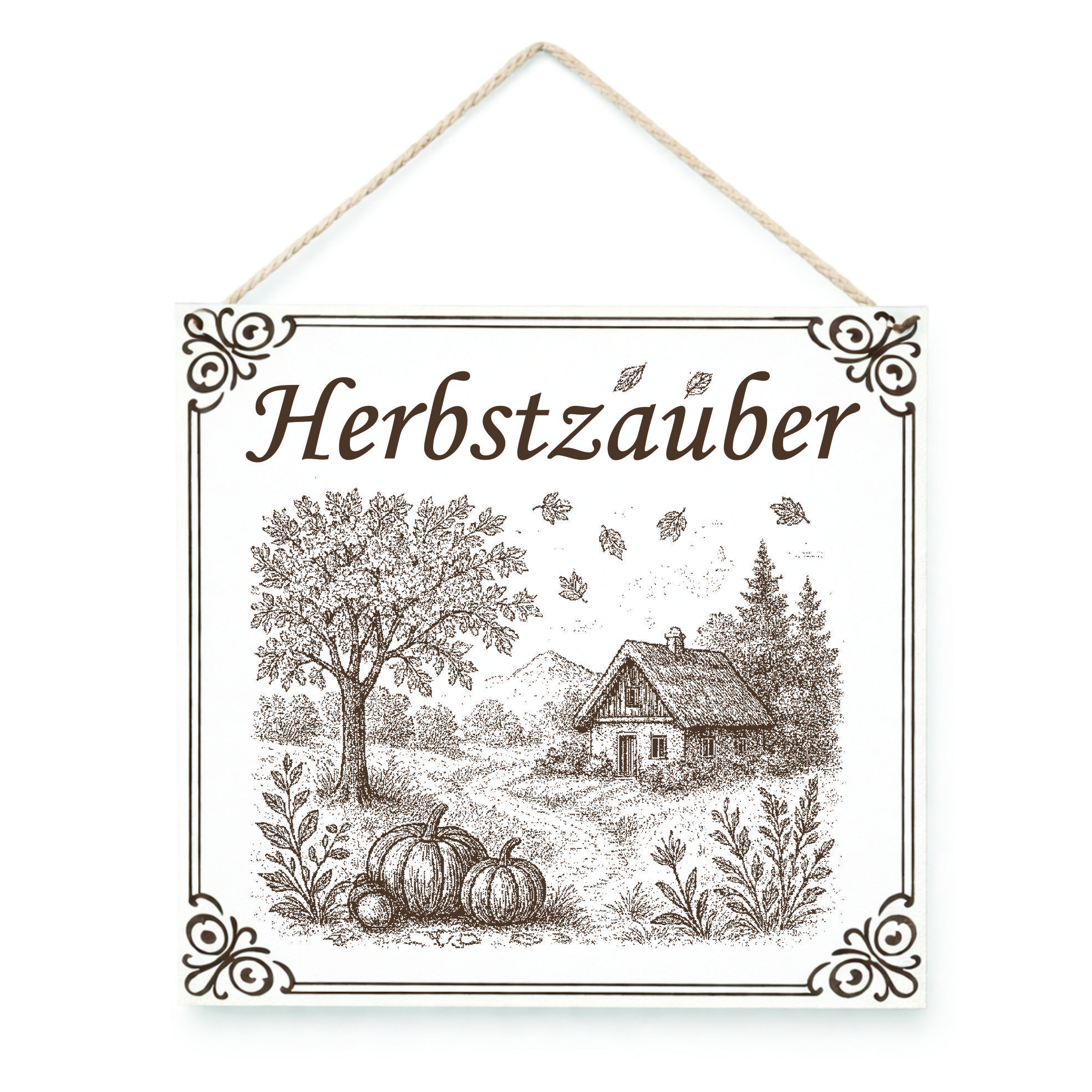 Herbstzauber Schild – graviertes HDF Dekoschild 15x15 cm