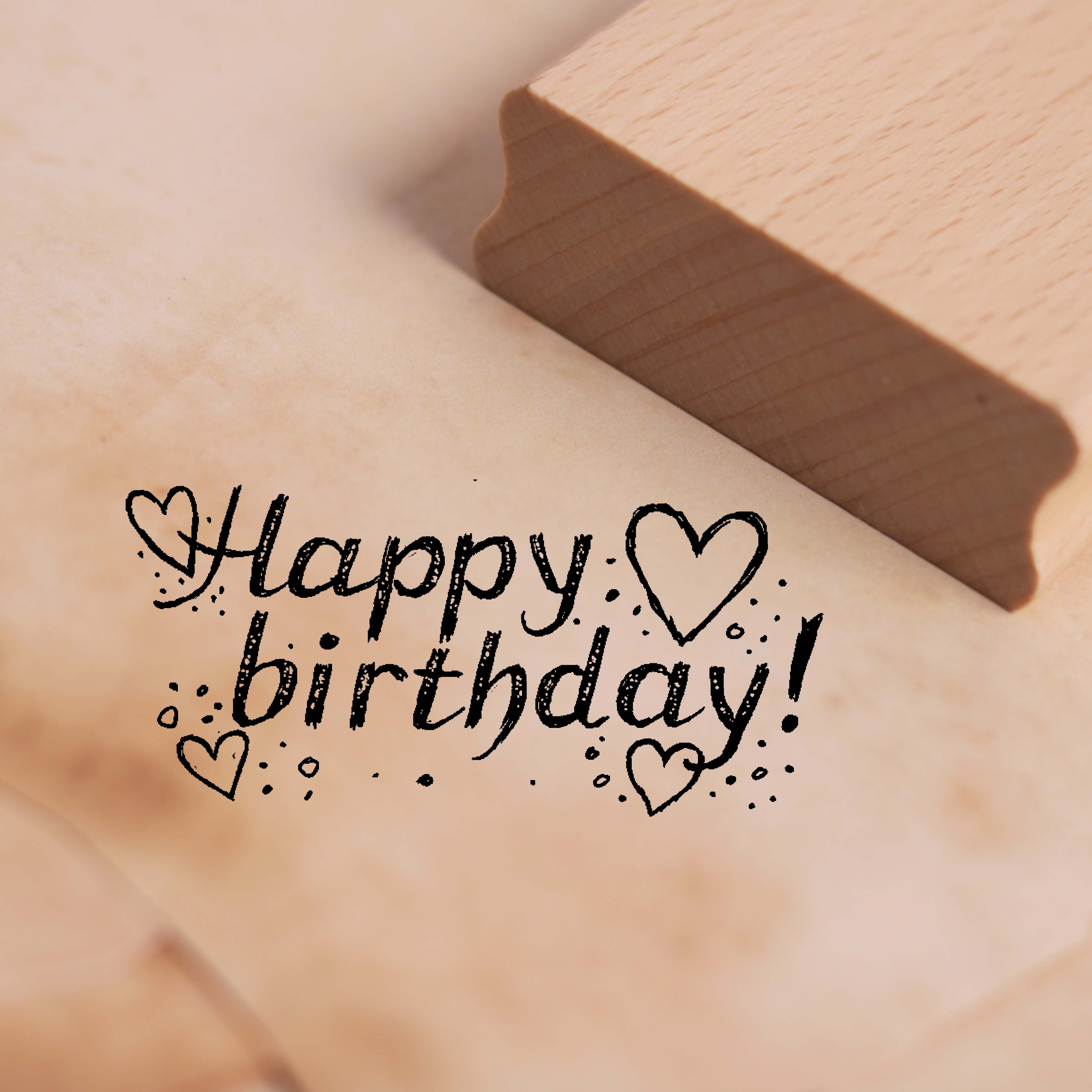 Motivstempel Happy Birthday! - Geburtstag Stempel Herzen 58 x 28 mm