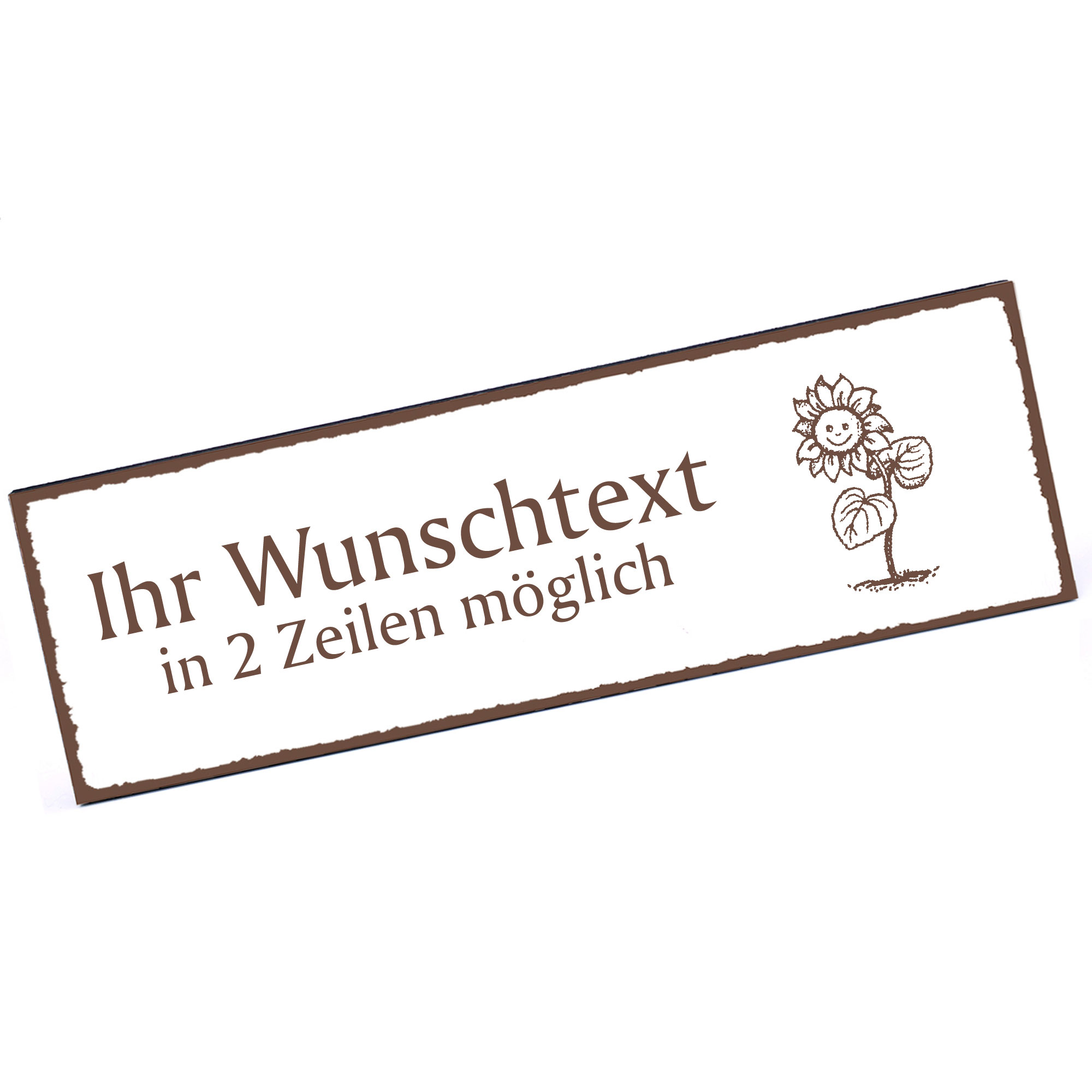 Türschild lustige Sonnenblume  Namensschild personalisiert mit Gravur - 150mm x 50mm - selbstklebend