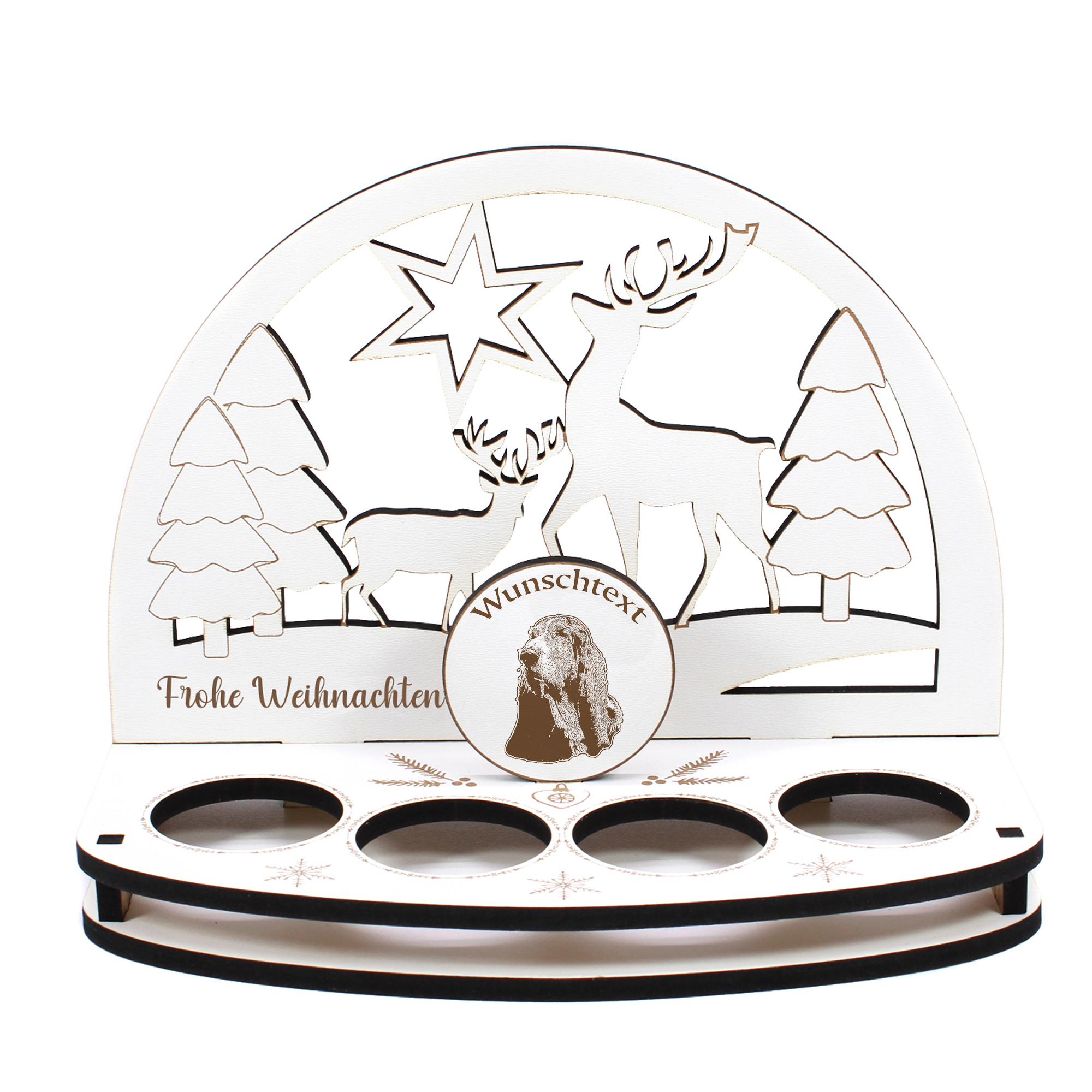 Deko Schwibbogen Basset Hound  Teelichthalter personalisiert Weihnachten Weihnachtsdekoration