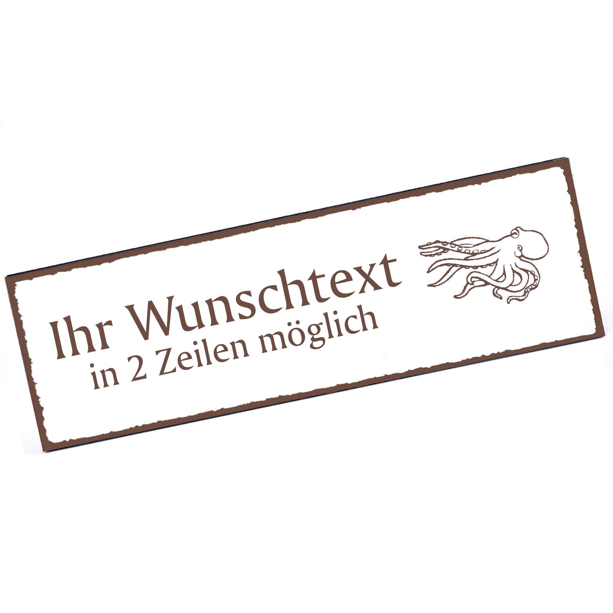 Türschild schwimmender Octopus  Namensschild personalisiert mit Gravur - 150mm x 50mm - selbstkleben