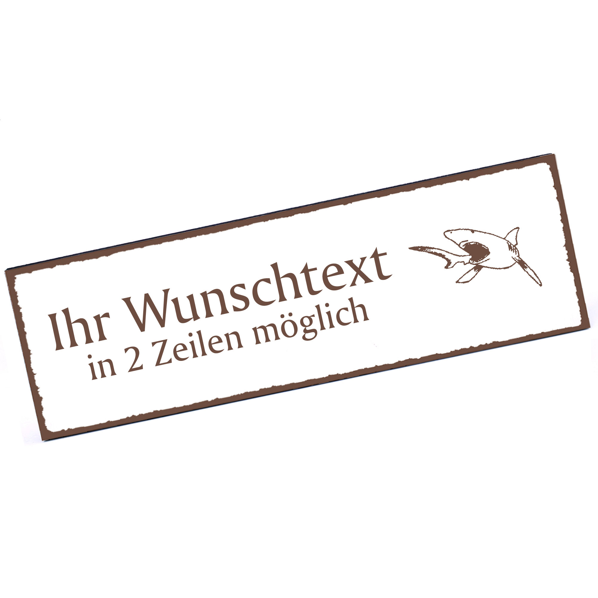 Türschild Hai  Namensschild personalisiert mit Gravur - 150mm x 50mm - selbstklebend