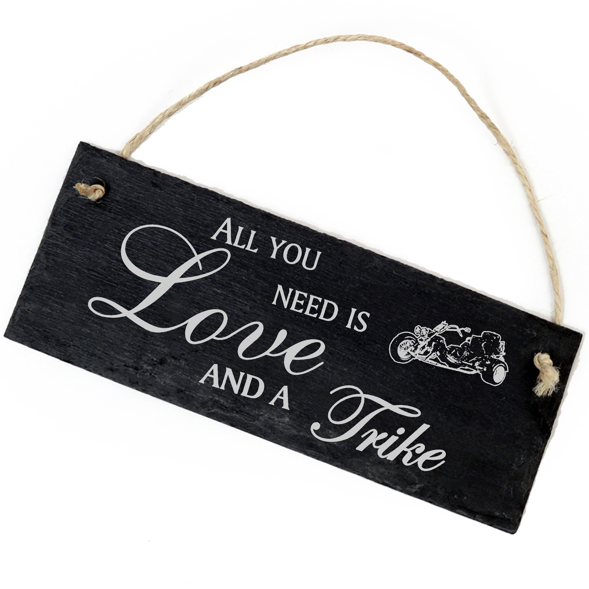 Schiefertafel Deko Trike Schild 22 x 8 cm - All you need is Love and a Trike