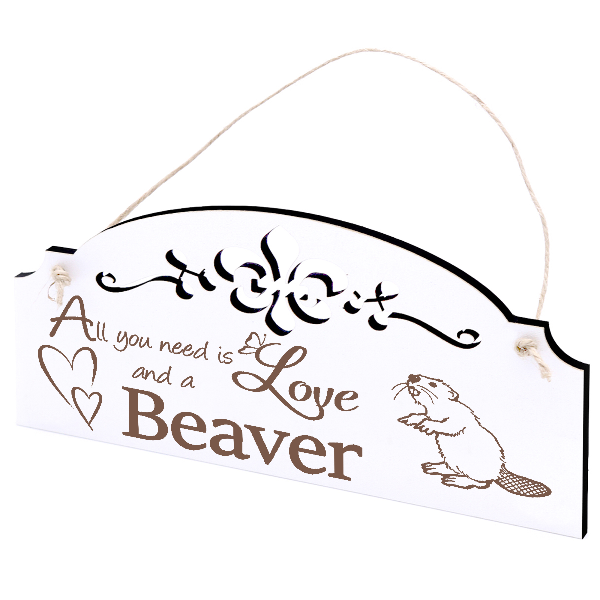 Schild niedlicher Biber Deko 20x10cm - All you need is Love and a Beaver - Holz