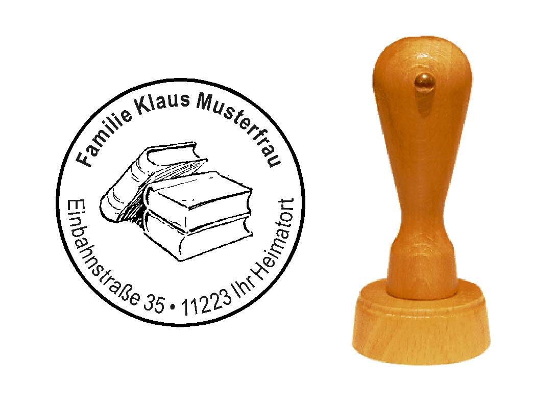 « Bücher » Holzstempel mit persönlichem Wunschtext