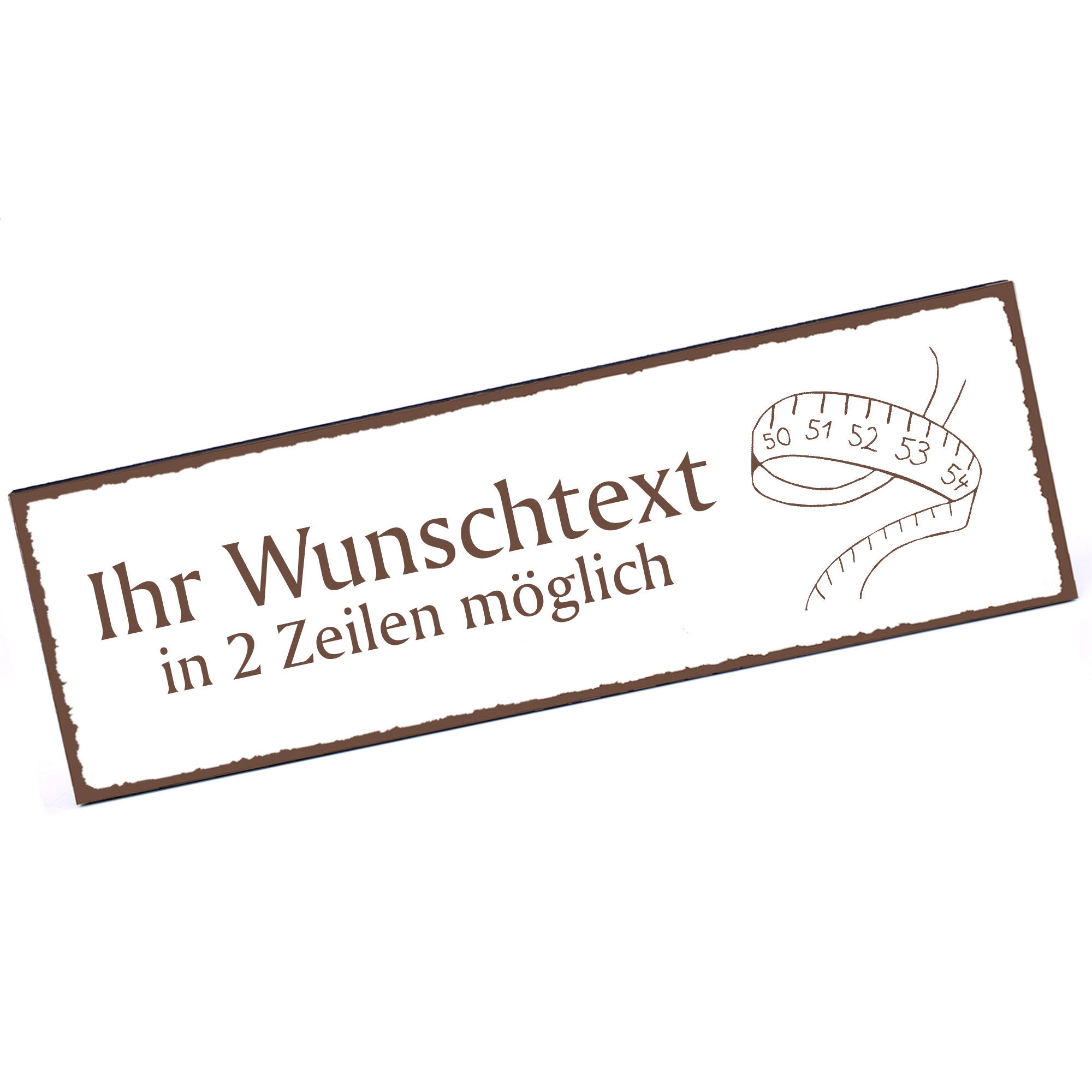 Türschild Maßband  Namensschild personalisiert mit Gravur - 150mm x 50mm - selbstklebend