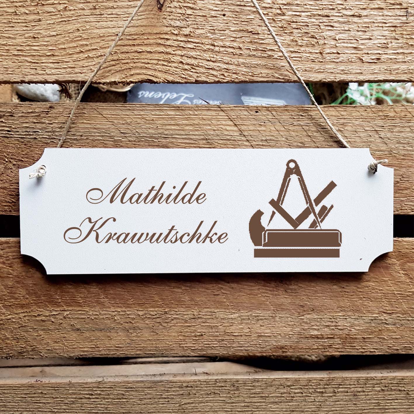 Schild « Tischler Schreiner » Namensschild Türschild zum Anhängen - 20 x 6,7 cm