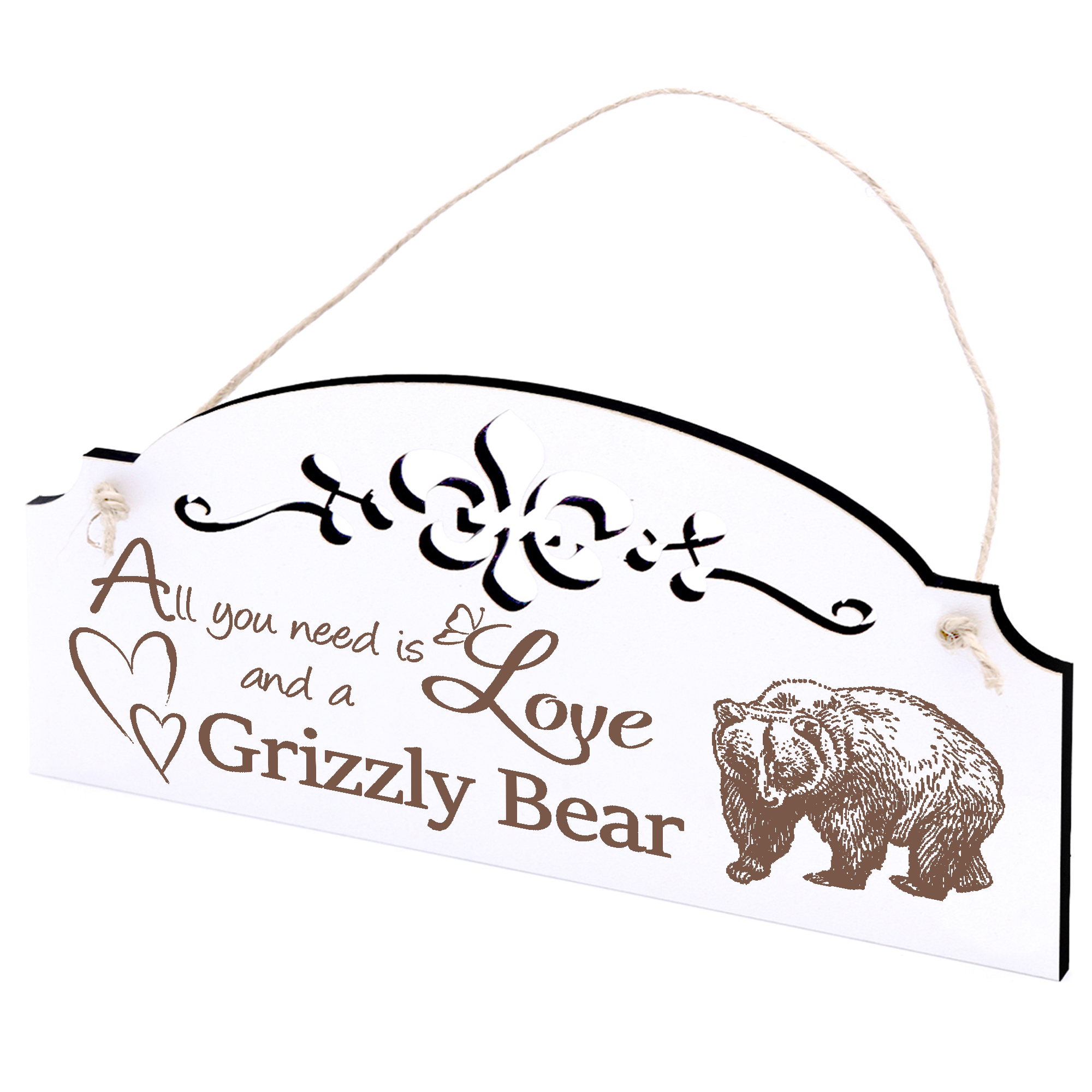 Schild Grizzly Bär Deko 20x10cm - All you need is Love and a Grizzly Bear - Holz
