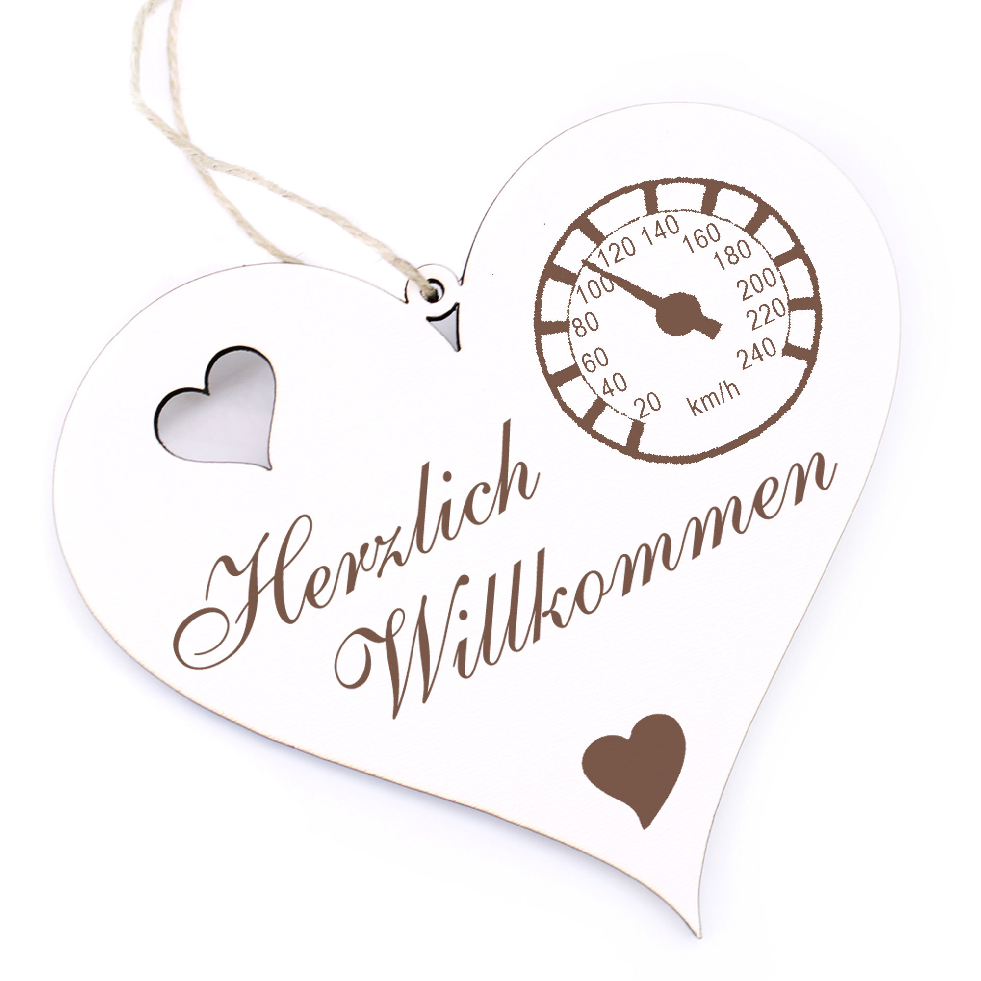 Herzlich Willkommen Schild - Tacho - Deko Herz Holz