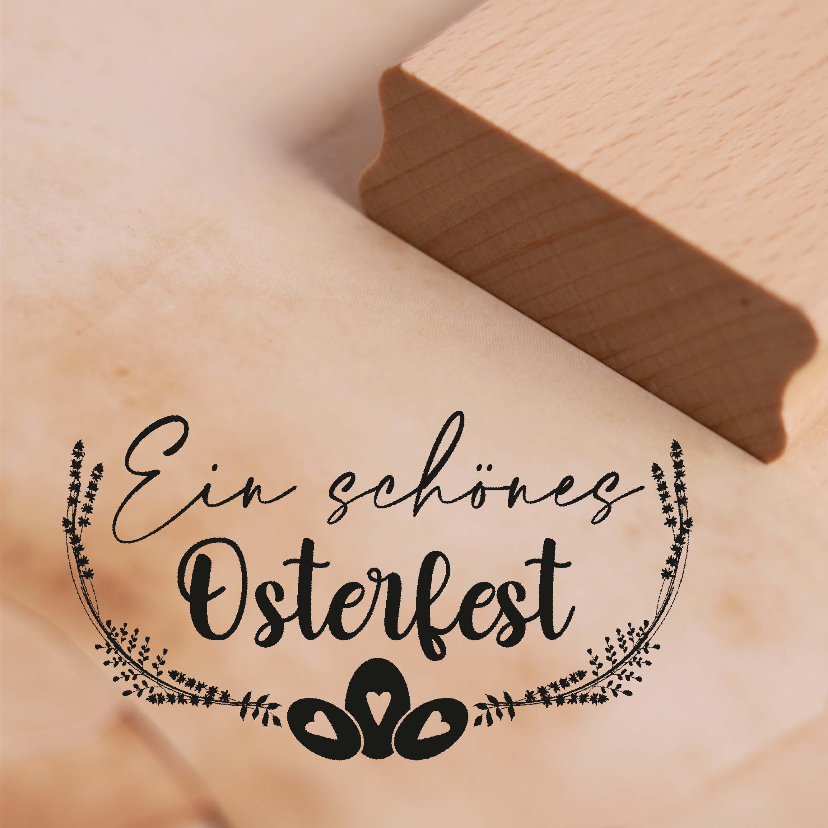 Motivstempel Ein schönes Osterfest - Vintage Stempel Ostereier 68 x 37 mm