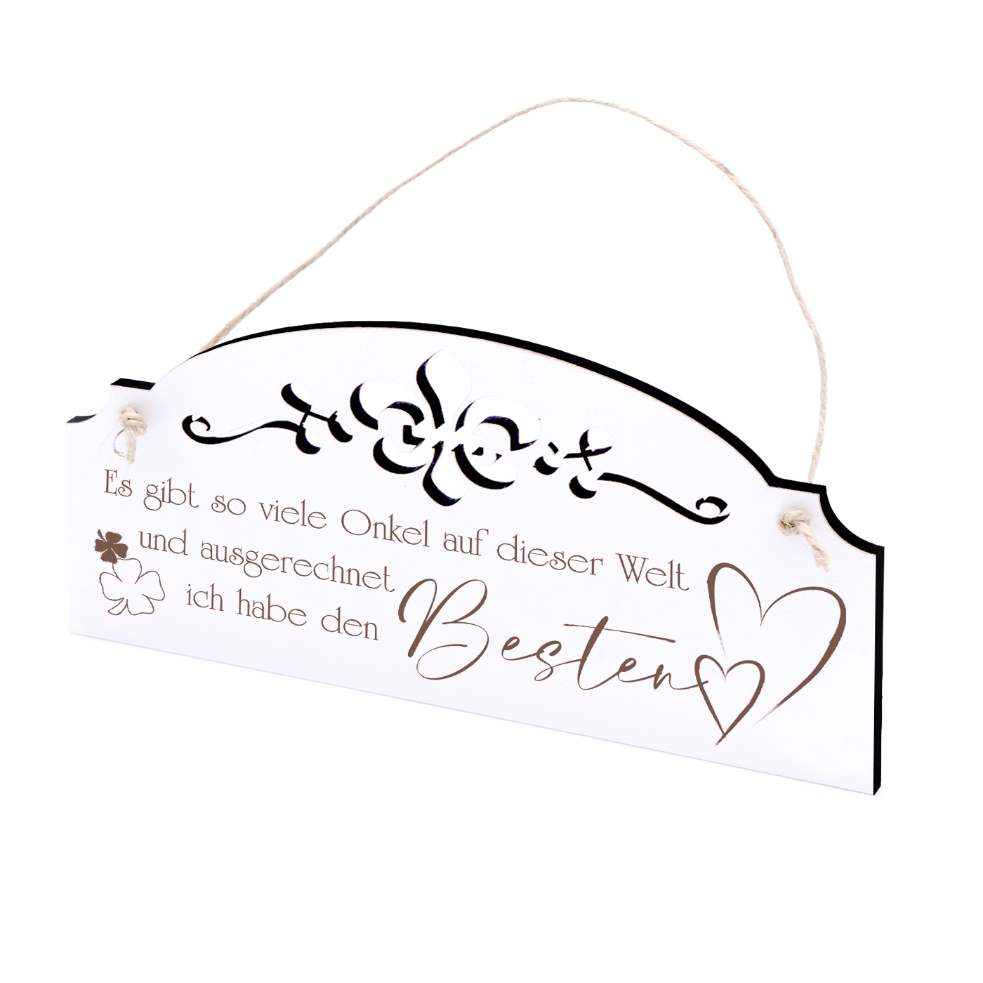 Schild Spruch Bester Onkel der Welt - Vintage Türschild mit Ornamenten 20x10cm
