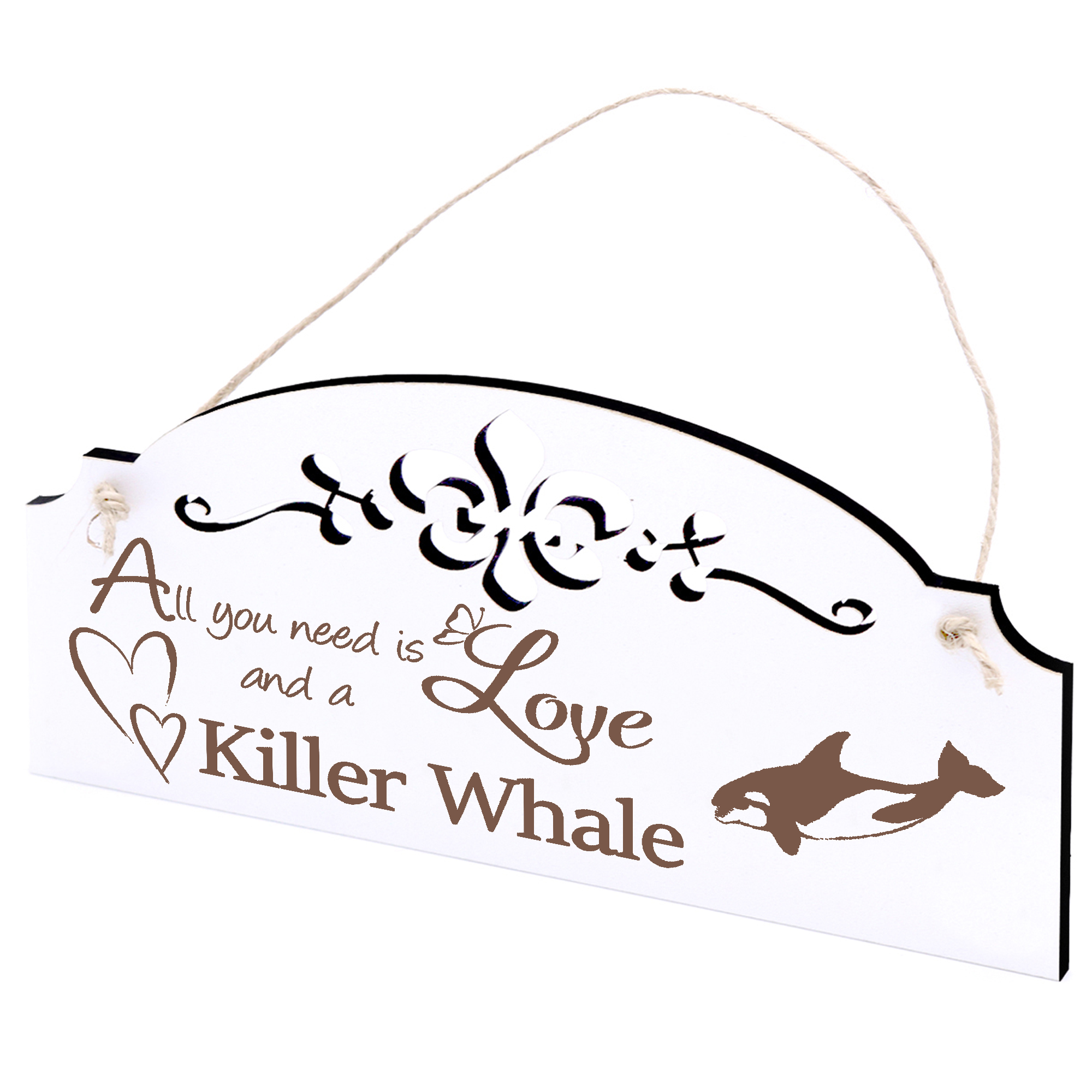 Schild Orca Schwertwal Deko 20x10cm - All you need is Love and a Killer Whale - Holz