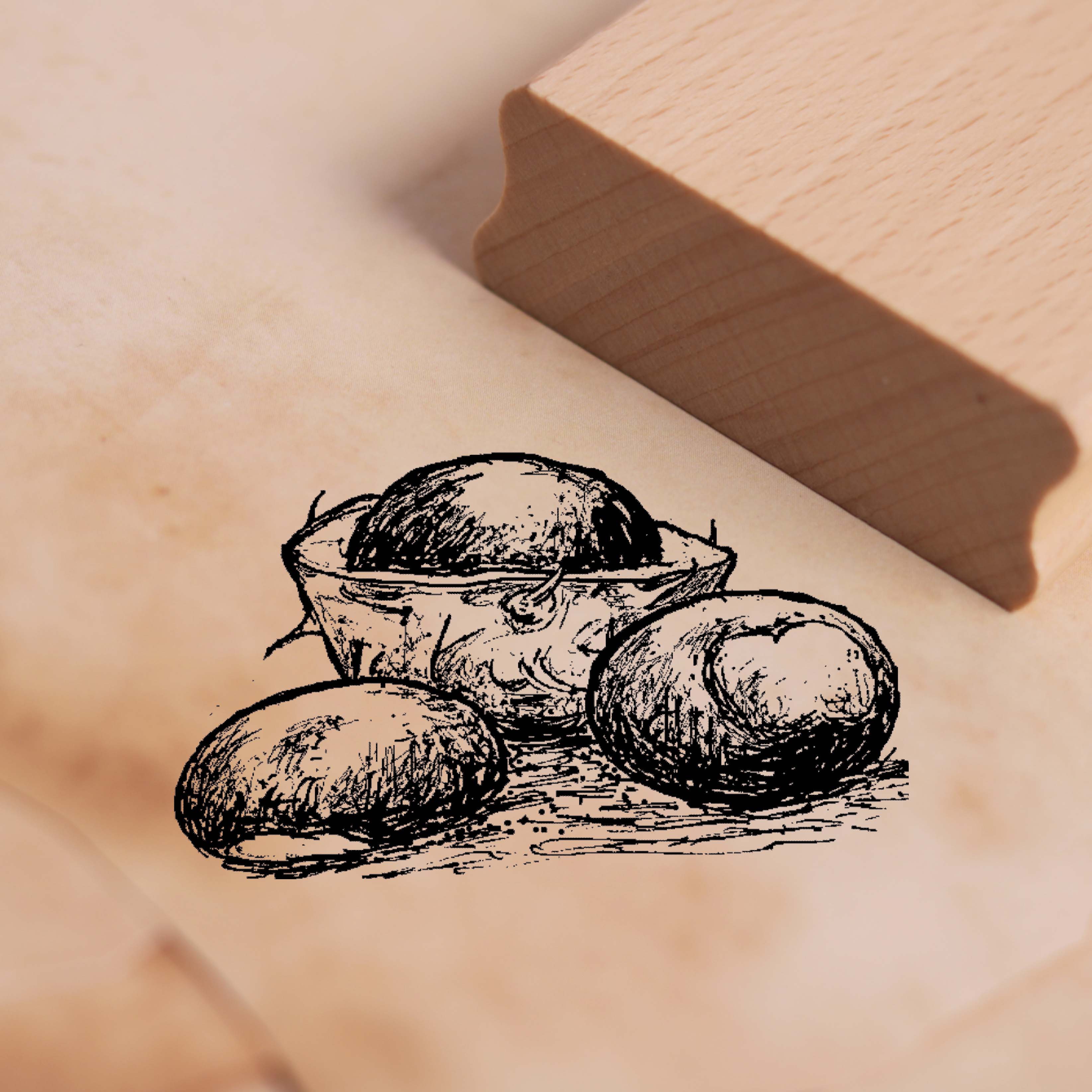 Motivstempel Drei Kastanien - Stempel Holzstempel 48 x 28 mm